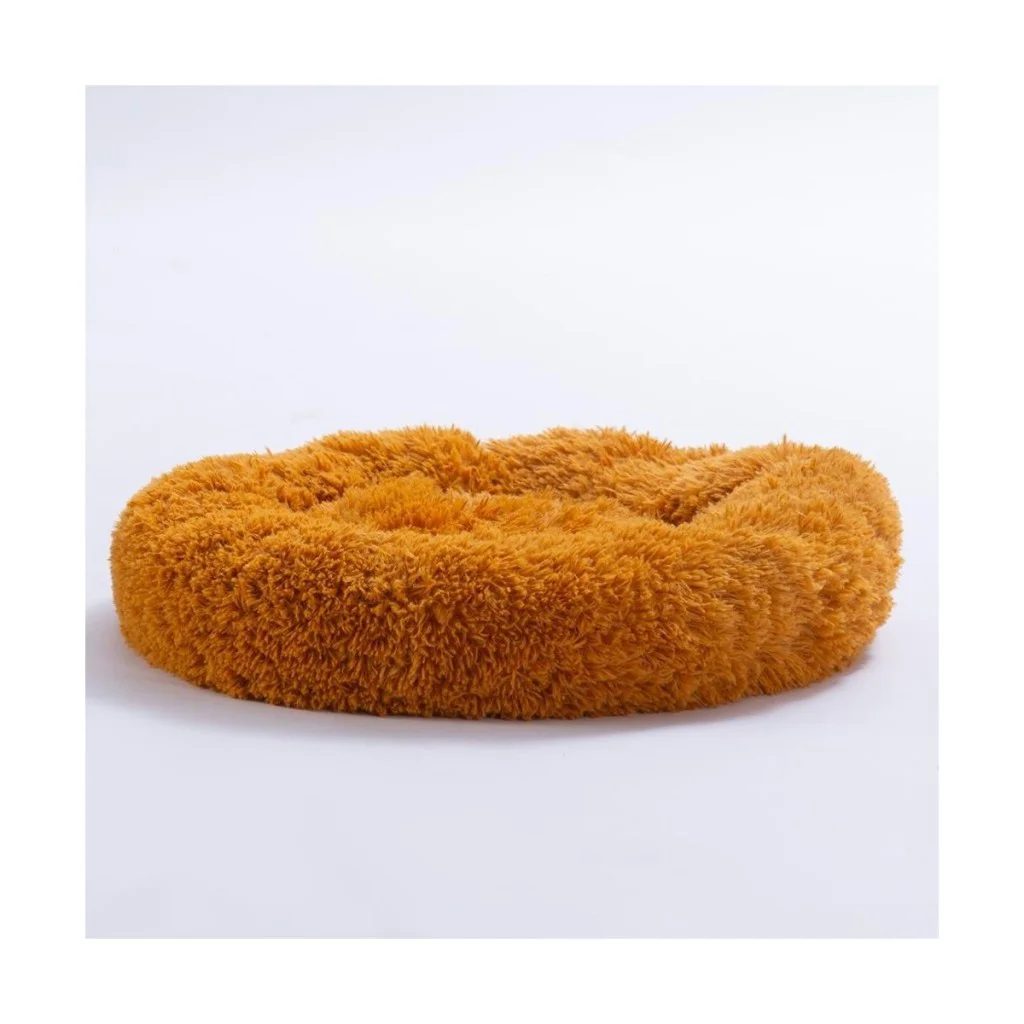 Pawstar Lüx Donut Kedi Köpek Yatağı Yıkanabilir Hardal 55 cm