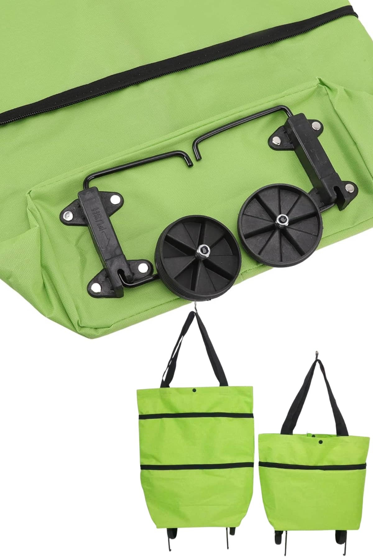 Pazar Arabası ve Alışveriş Çantası Çift Yönlü Kolay Tekerlekli Ta