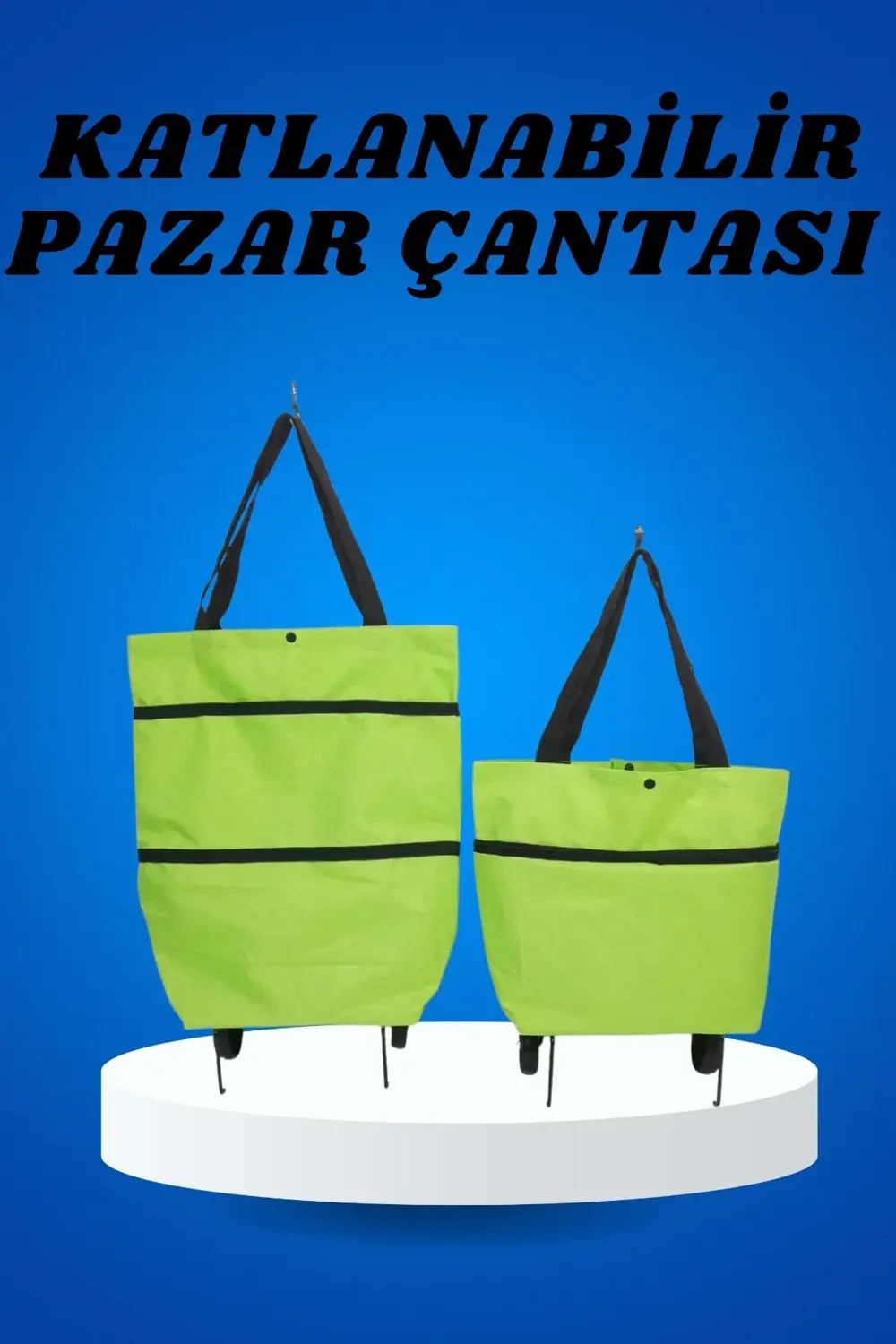 Pazar Arabası ve Alışveriş Çantası Çift Yönlü Kolay Tekerlekli Ta