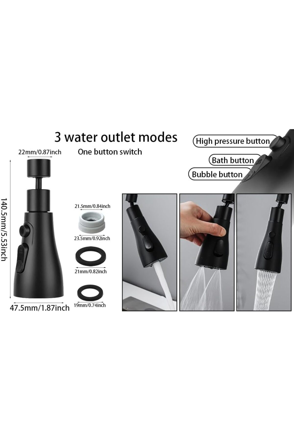 PazarDunyasi KINETEX Musluk, yedek duş başlığı, 360° döndürülebil