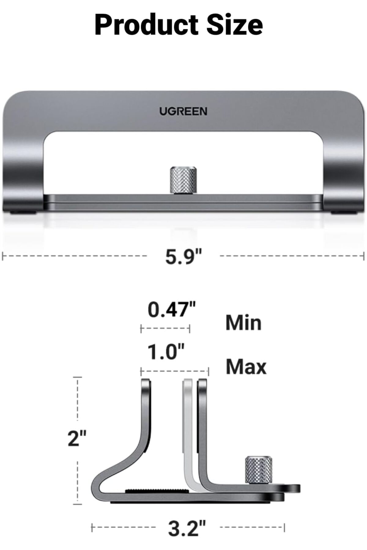 PazarDunyasi Ugreen 20471 Alüminyum Macbook Dikey Masaüstü Stand
