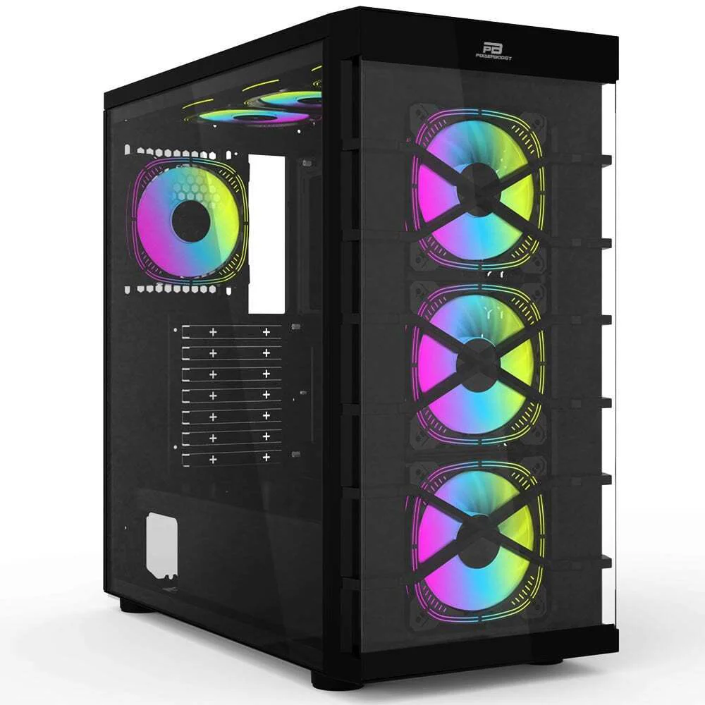 PB-GR222BB USB3.0 Full Siyah Tempered Glass 7xARGB Fanlı kasa (PSU Yok) Fiyatı, Yorumları ve Özellikleri
