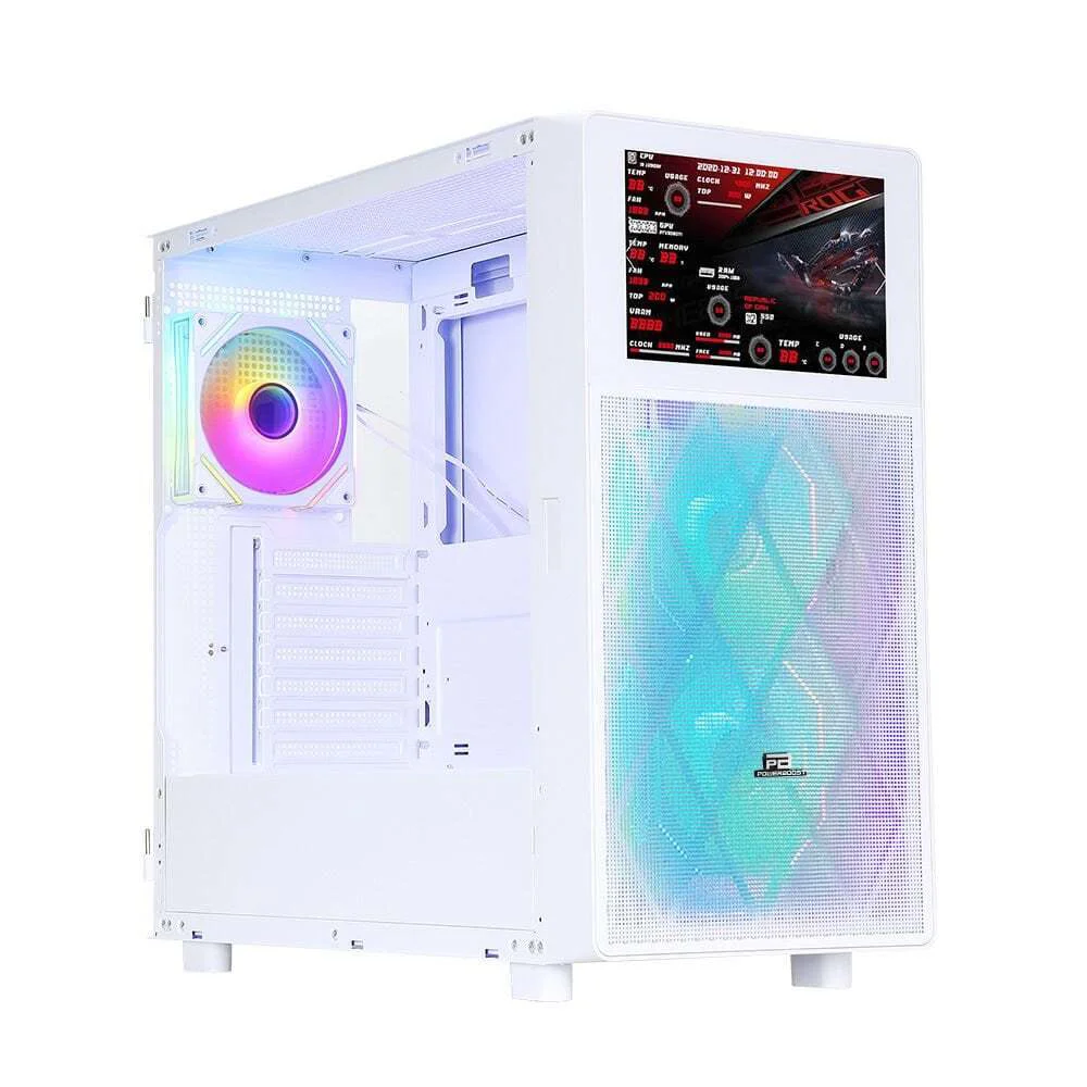 PB-P4367BW USB 3.0, ATX LCD Mesh Panel ARGB Fan, Beyaz Kasa (PSU Yok) Fiyatı, Yorumları ve Özellikleri