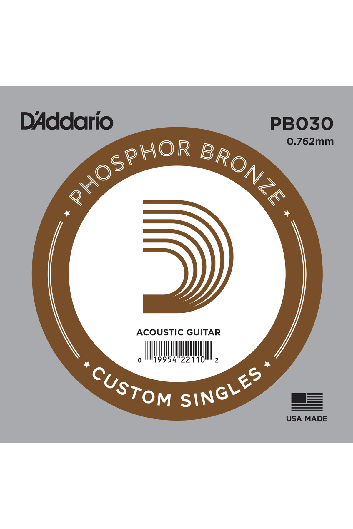 Daddario Pb030 Akustik Tek Tel, Phosphor Bronze Wound (Re) Akustik Tek Tel