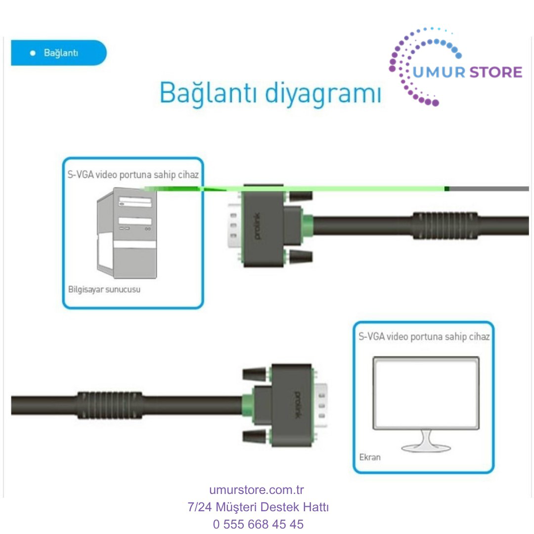 PB488-0150 1.5 Metre VGA Kablo, Kalın VGA To VGA Kablo Erkek Erke