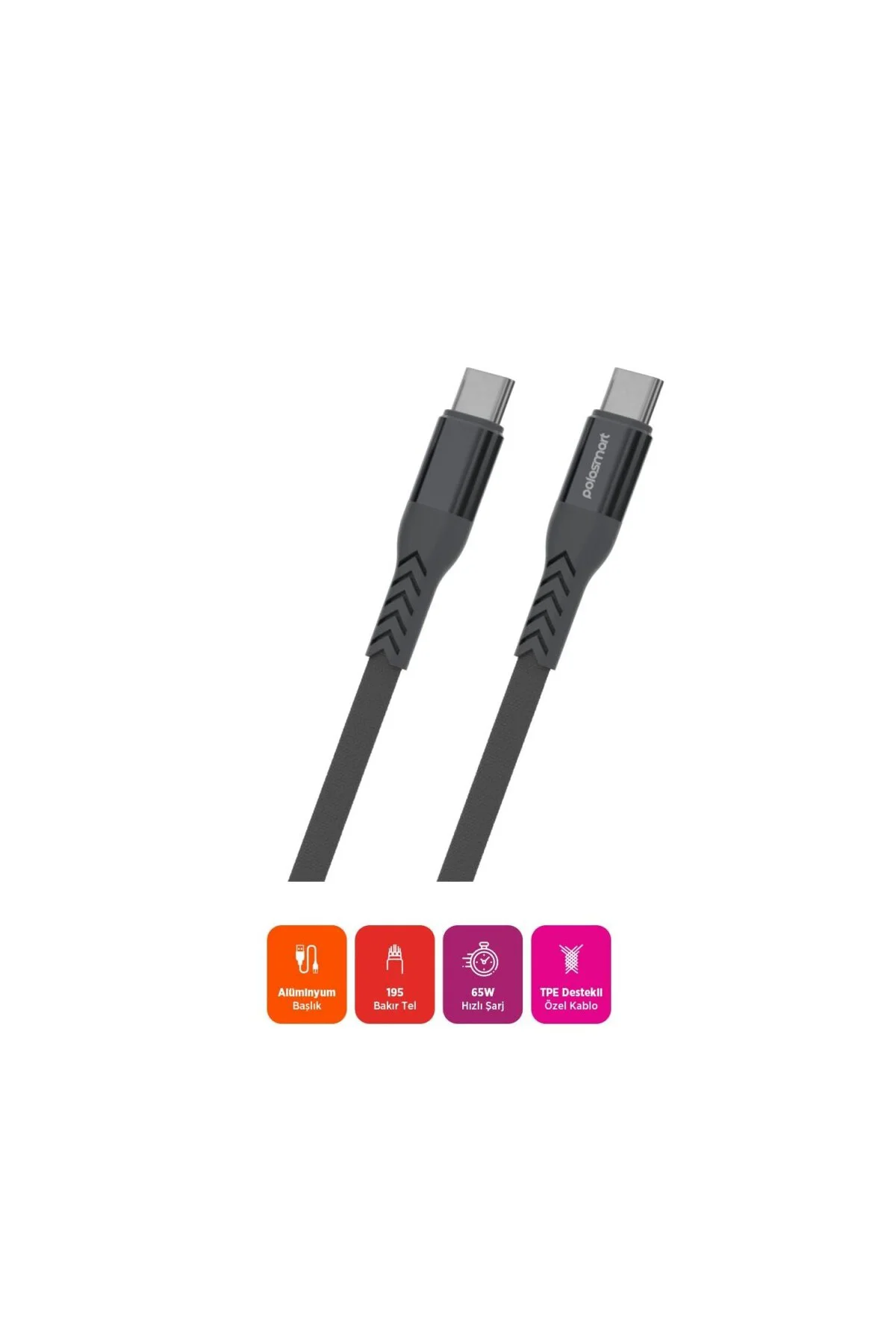 PBS421 Hızlı 65W Type-C to Type-C Şarj ve Data Kablosu 1.2 Metre 
