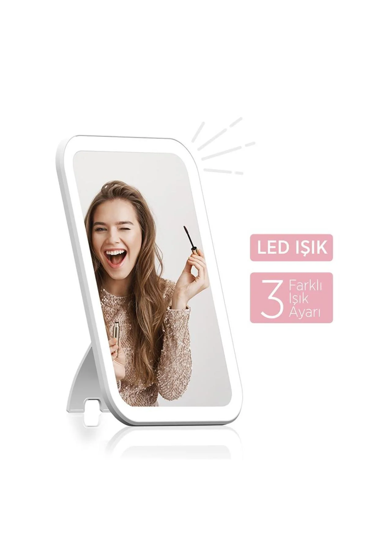 PBS510 Şarjlı Ledli Makyaj Aynası Beyaz PBS510 Şarjlı Ledli Makyaj Aynası Beyaz - Görsel 3