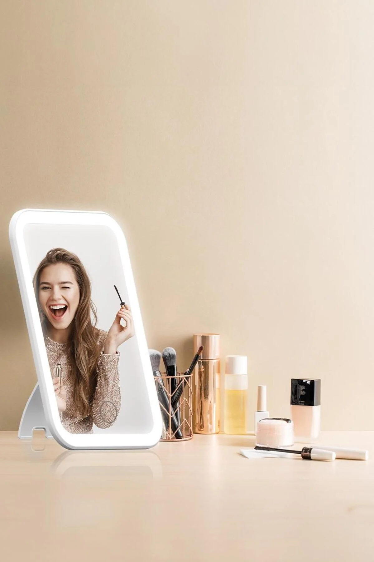 PBS510 Şarjlı Ledli Makyaj Aynası Beyaz