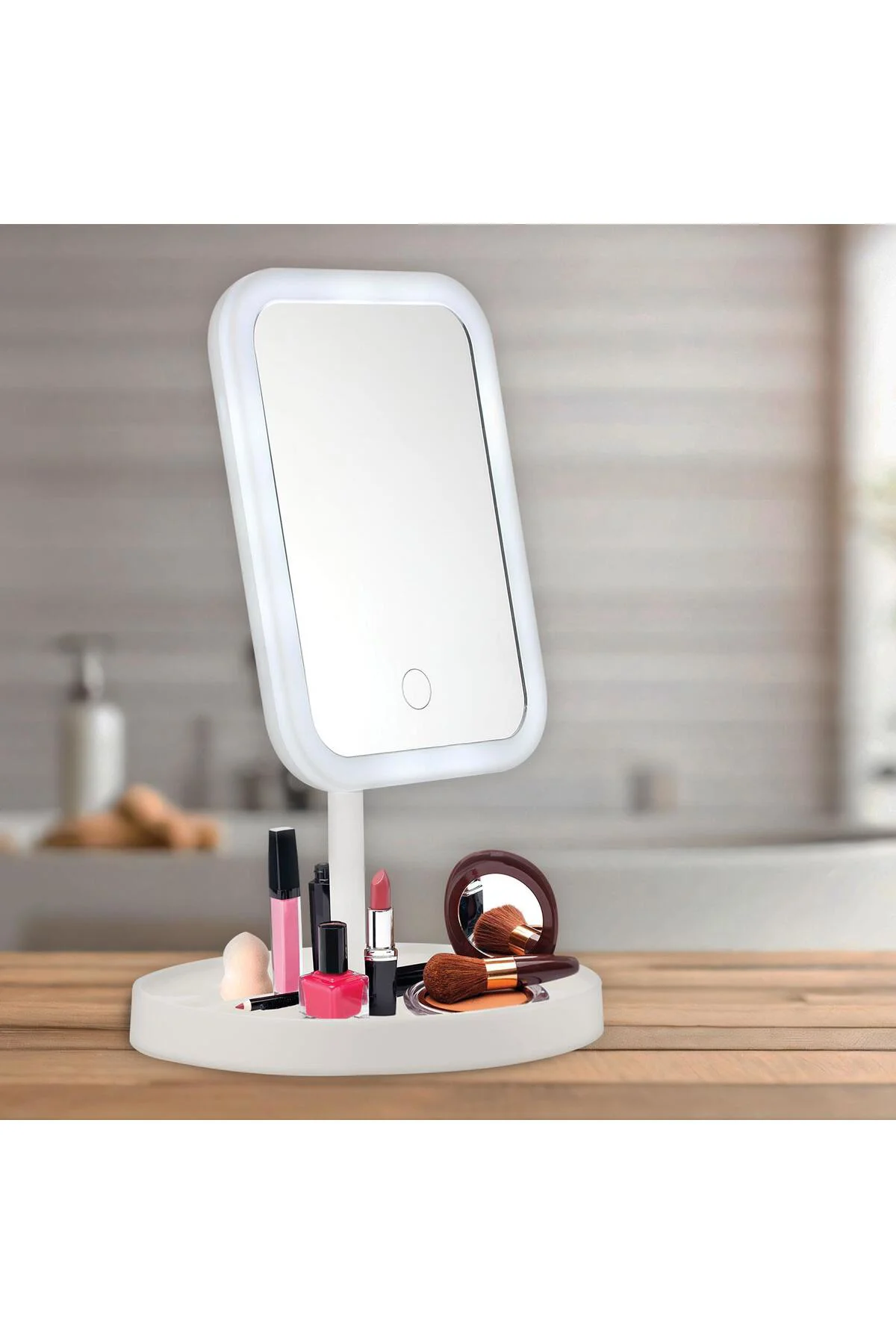 PBS517 Şarjlı Led Işıklı Makyaj Aynası Beyaz