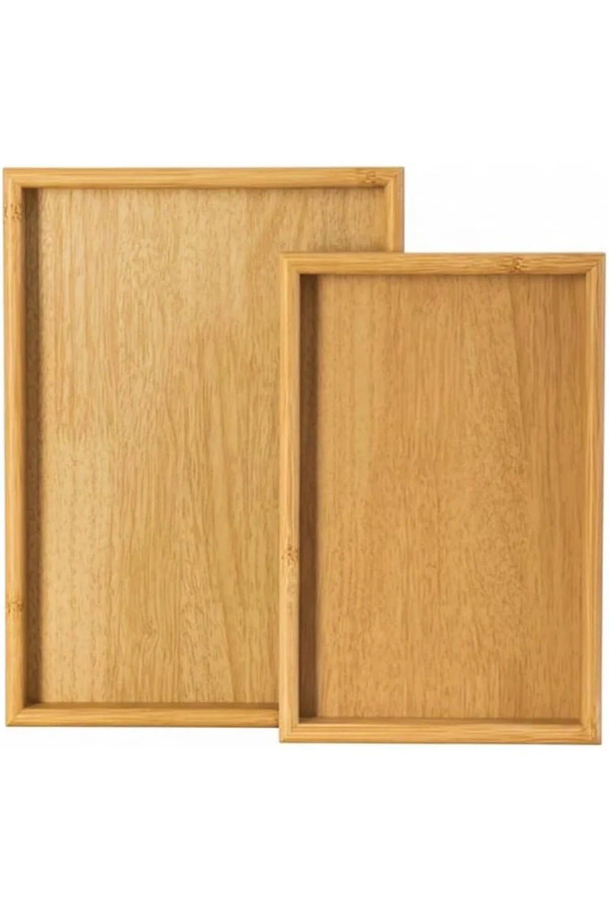 Pbt-362 Ahşap Tepsi 2li Set Çay Kahve Bambu Sunumu Tepsi Seti