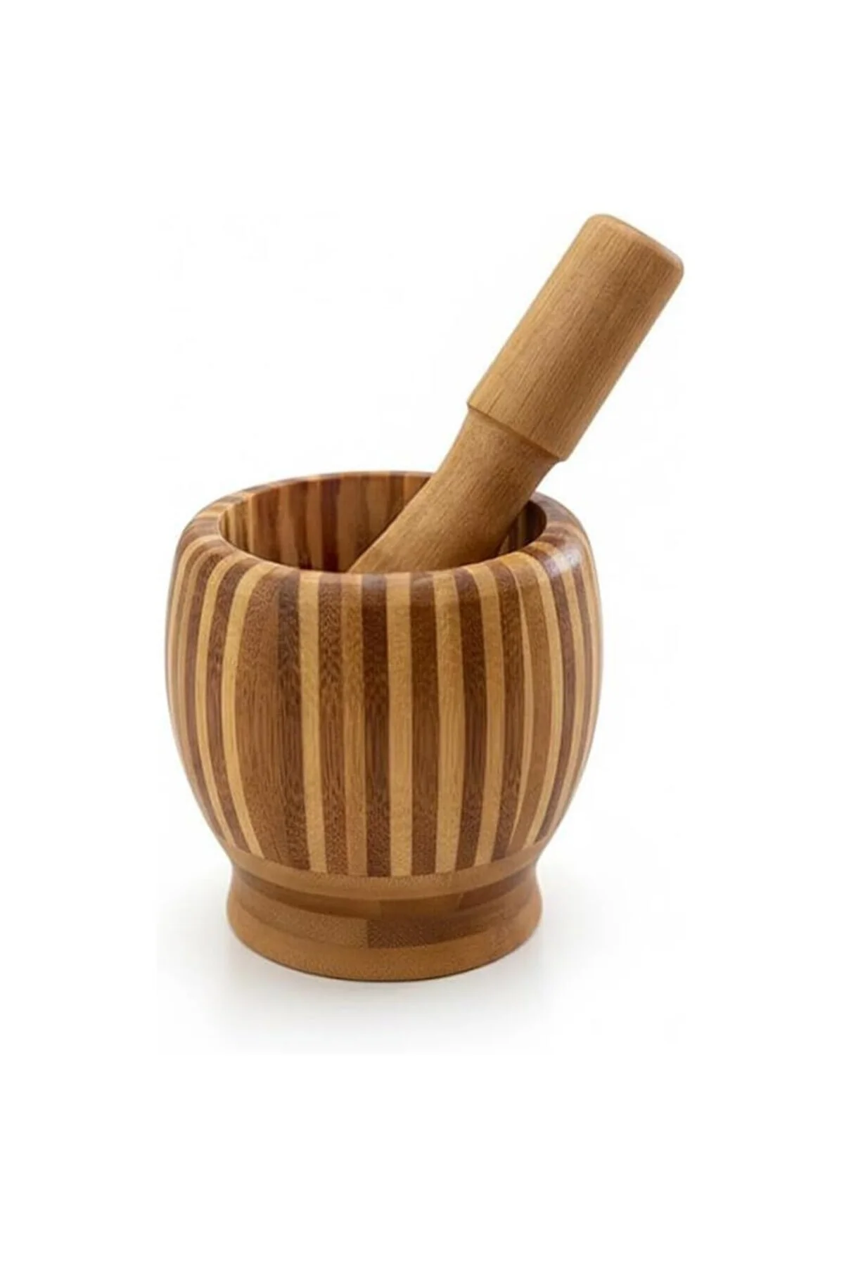 Pbt-409 Doğal Bambu Havan - Sarımsak Döveceği Ahşap Sarımsak Ezic