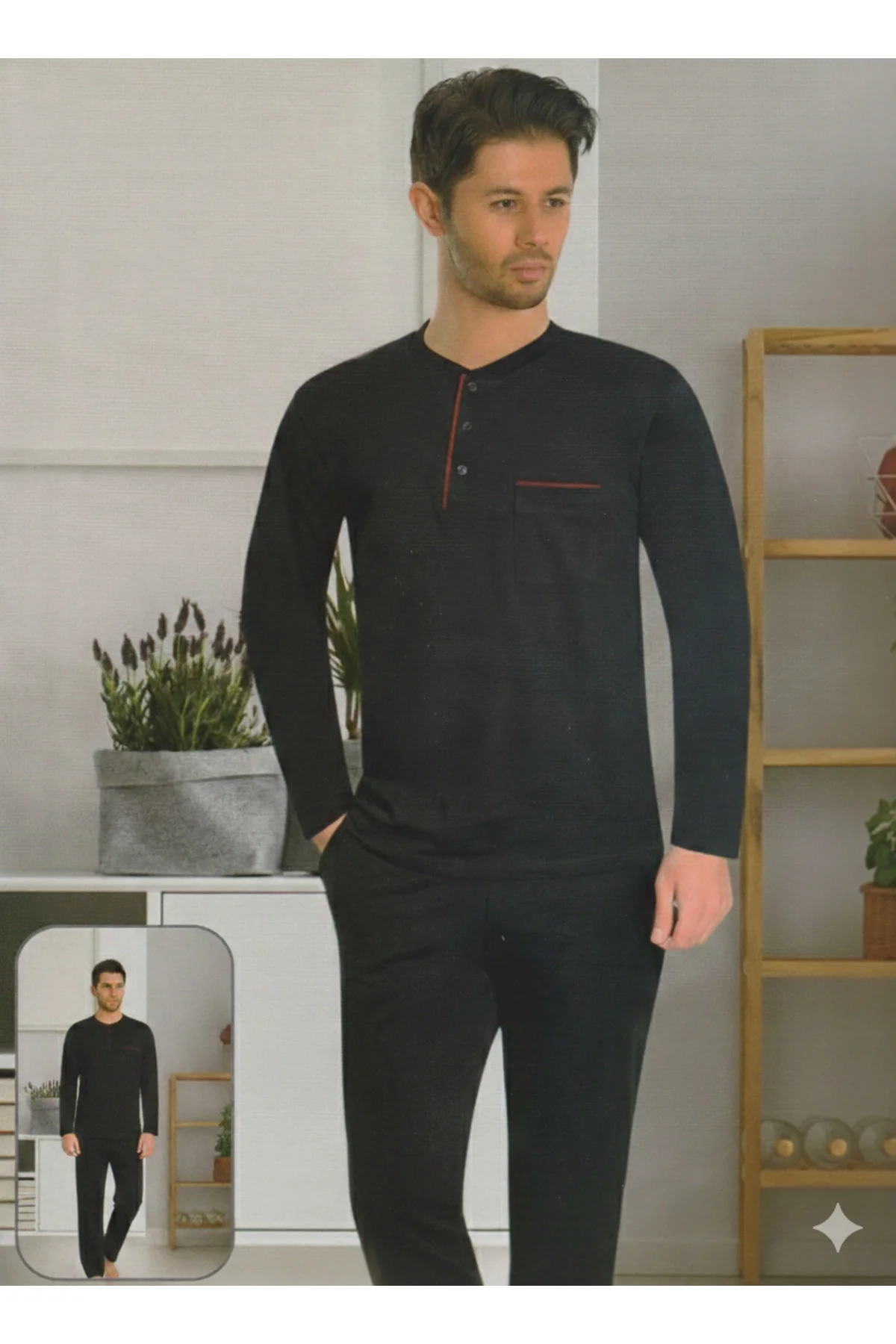 P.C 5454 Erkek Penye, Hediyelik, Çeyizlik, Günlük Uzun Kollu Pijama Takımı