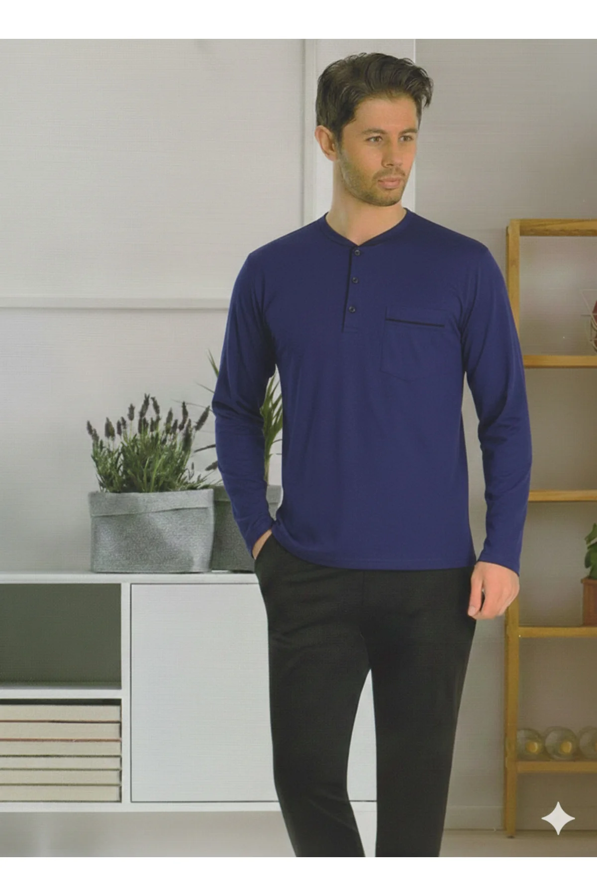 P.C 5454 Erkek Penye, Hediyelik, Çeyizlik, Günlük Uzun Kollu Pijama Takımı