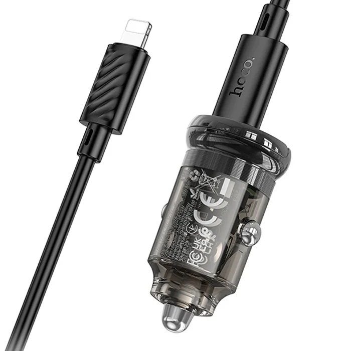 PD 30W Type-C + USB QC 3.0 Araç Şarj Cihazı - iPhone Kablo Hediyeli