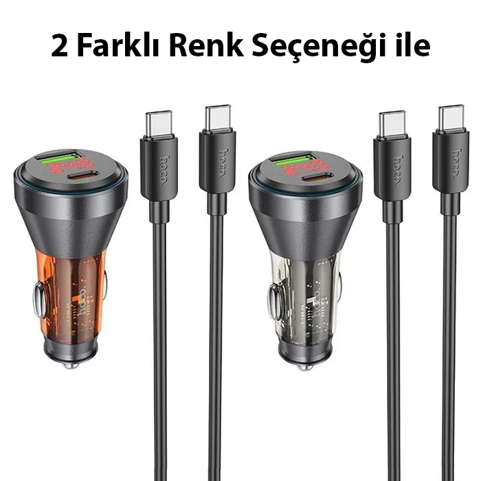PD 48W Araç Şarj Cihazı | USB + Type-C Hızlı Şarj Aleti ve Type-C Kablo
