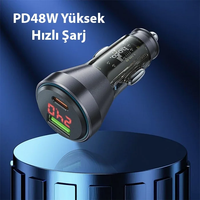 PD 48W Araç Şarj Cihazı | USB + Type-C Hızlı Şarj Aleti ve Type-C Kablo