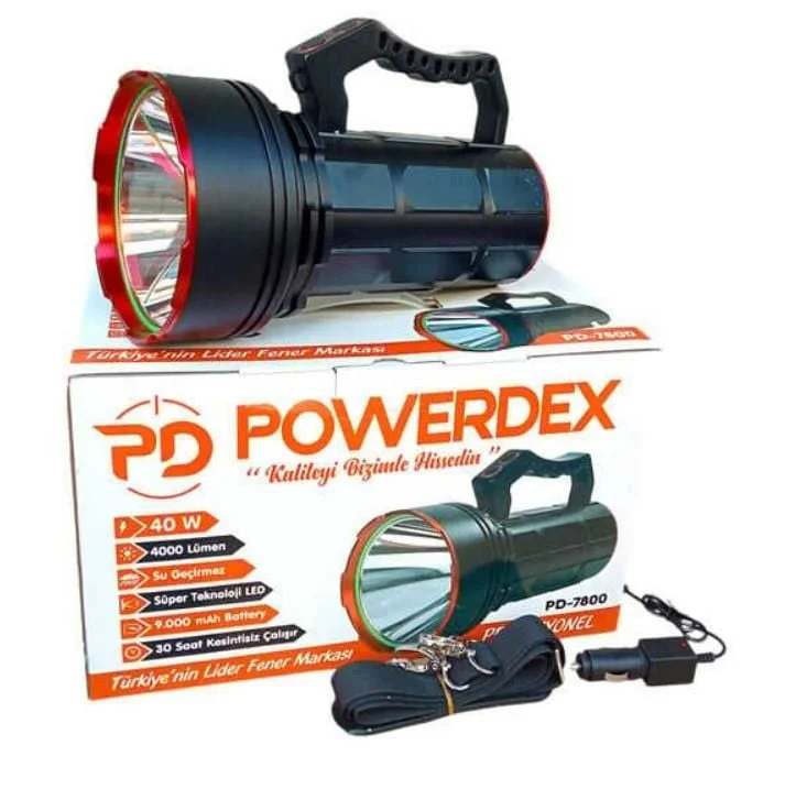 PD-7800 40 Şarjlı Güçlü El Feneri 40 Watt