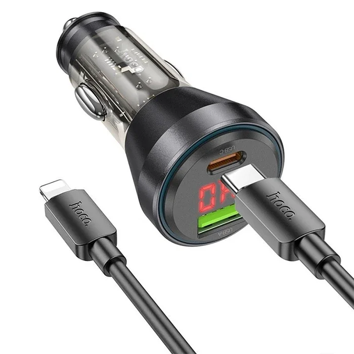 PD48W Araç Tipi Çift Çıkışlı Hızlı Şarj Cihazı + Type-C iPhone Kablo