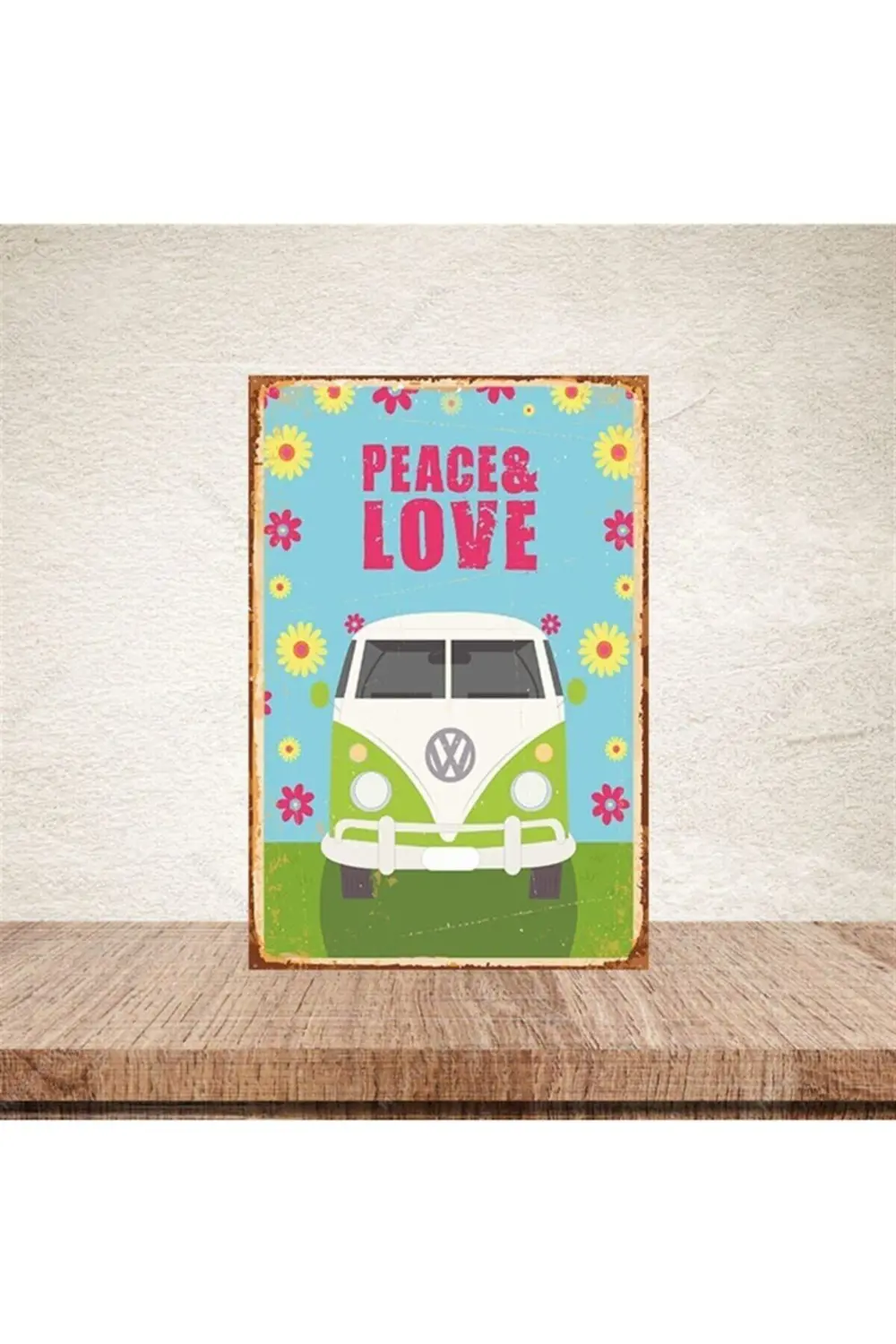 Peace & Love 20-30 Cm Retro Ahşap Poster