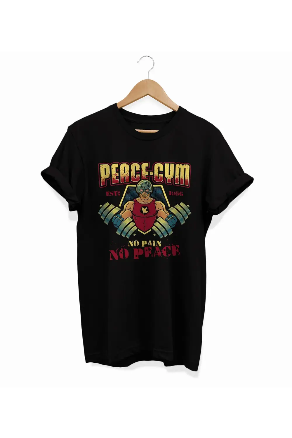 , Peacemaker Baskılı, %100 Pamuk, Bisiklet Yaka, Oversize T-shirt
