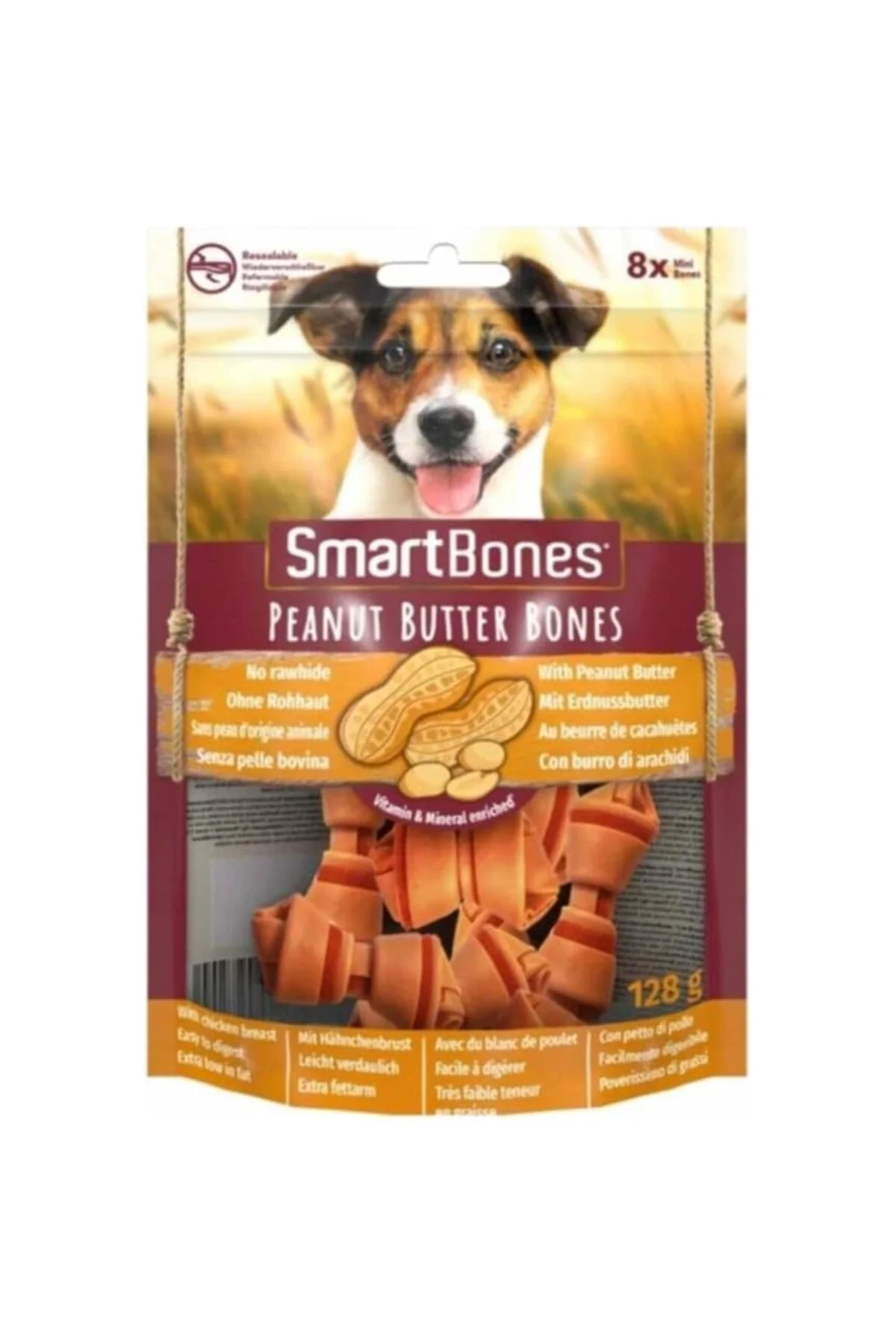 Peanutbutter Mini Küçük Boy Yer Fıstıklı Kemik 8'li, 128 Gr Köpek