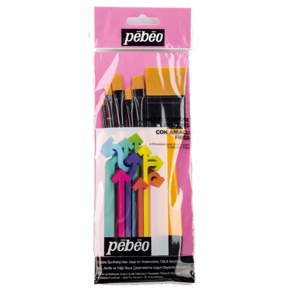 Pebeo Fırça Seti Düz Kesik Kısa Saplı No:0-2-4-10-12-18 6 LI SET-