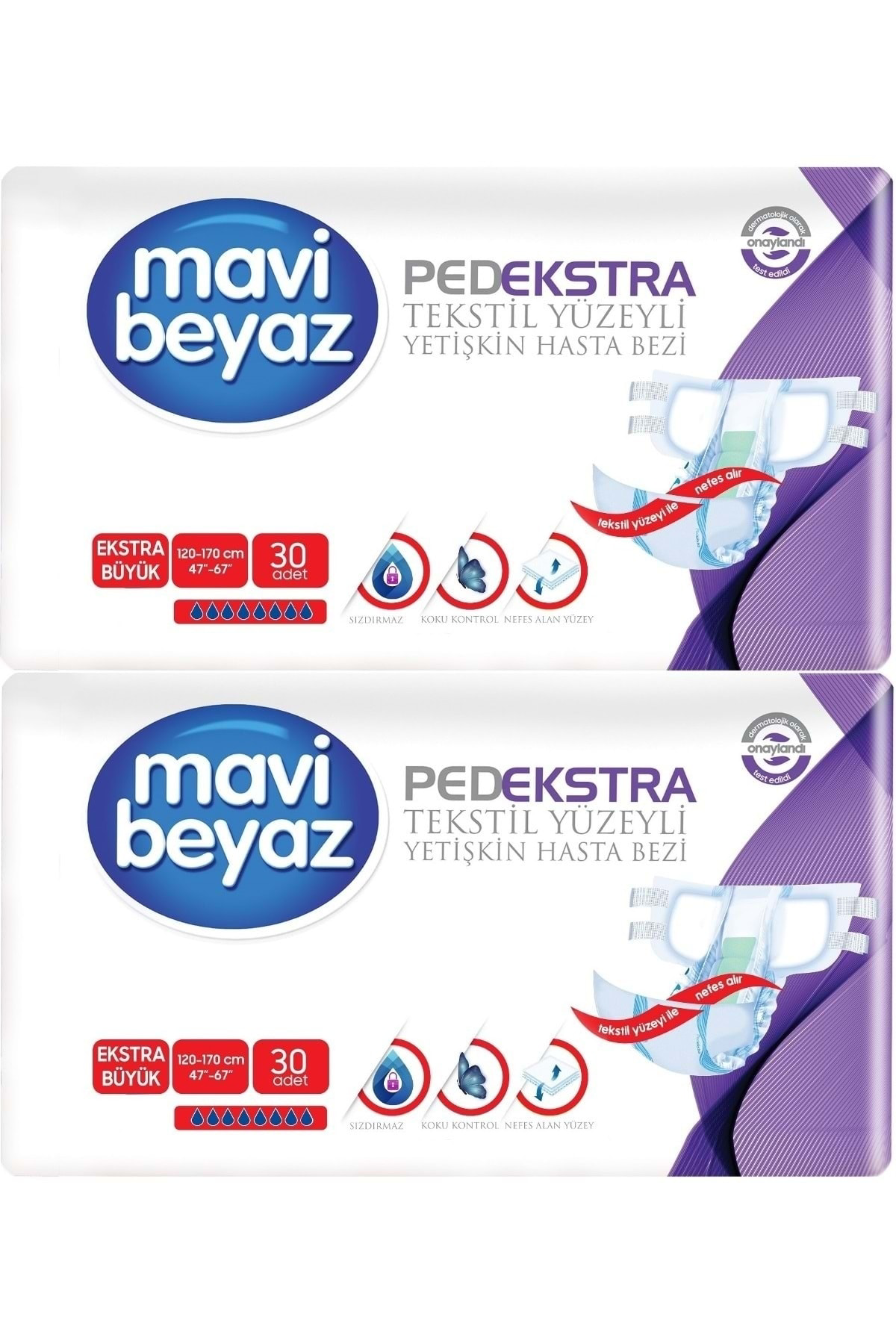 Ped Ekstra Tekstil Yüzeyli Yetişkin Bel Bantlı Hasta Bezi Xl Ekst