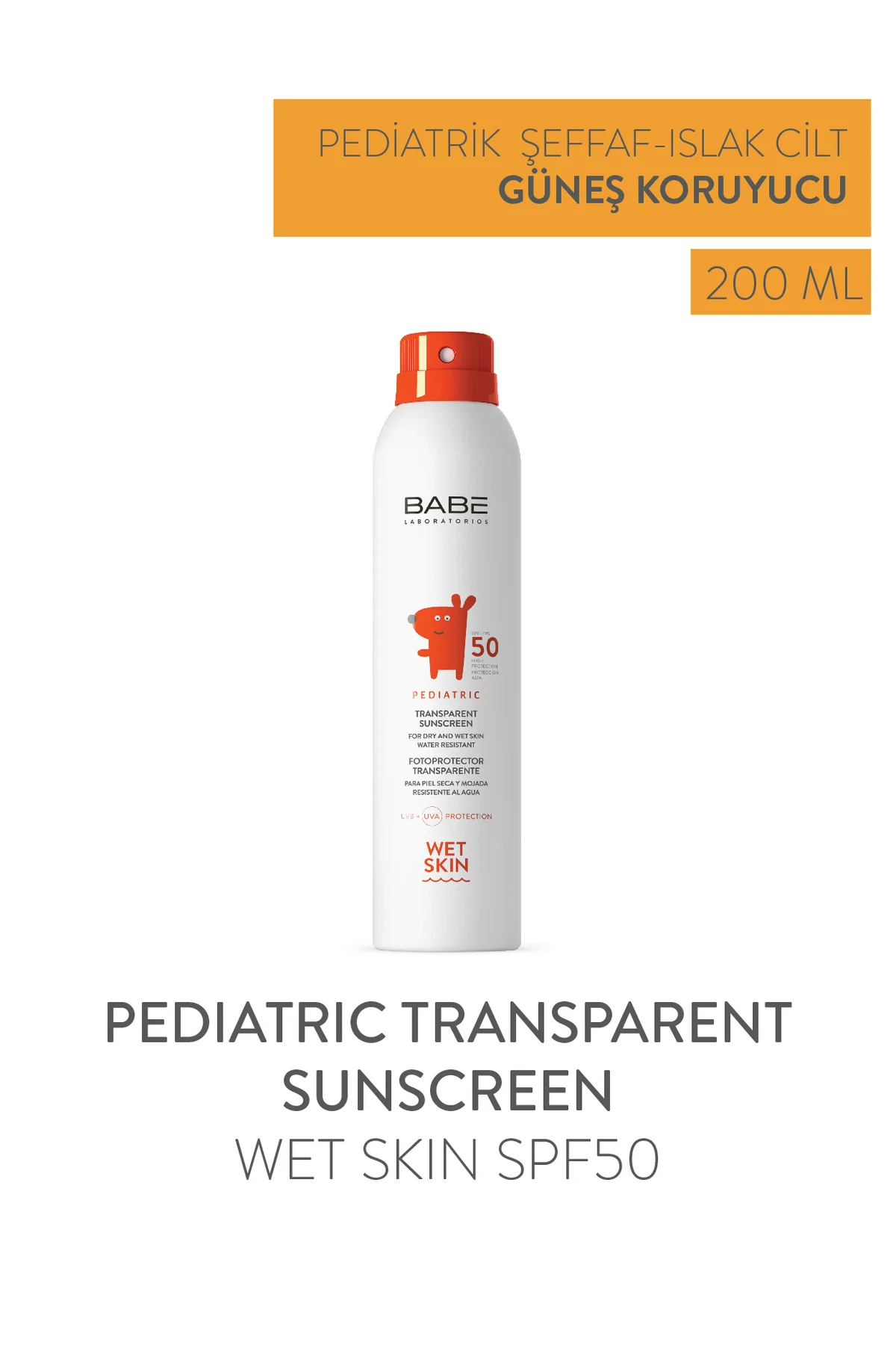 Pediatric Transparent Sunscreen Wet Skin SPF50 Bebek Ve Çocuk için Güneş Spreyi 200 ml Fiyatı, Yorumları ve Özellikleri