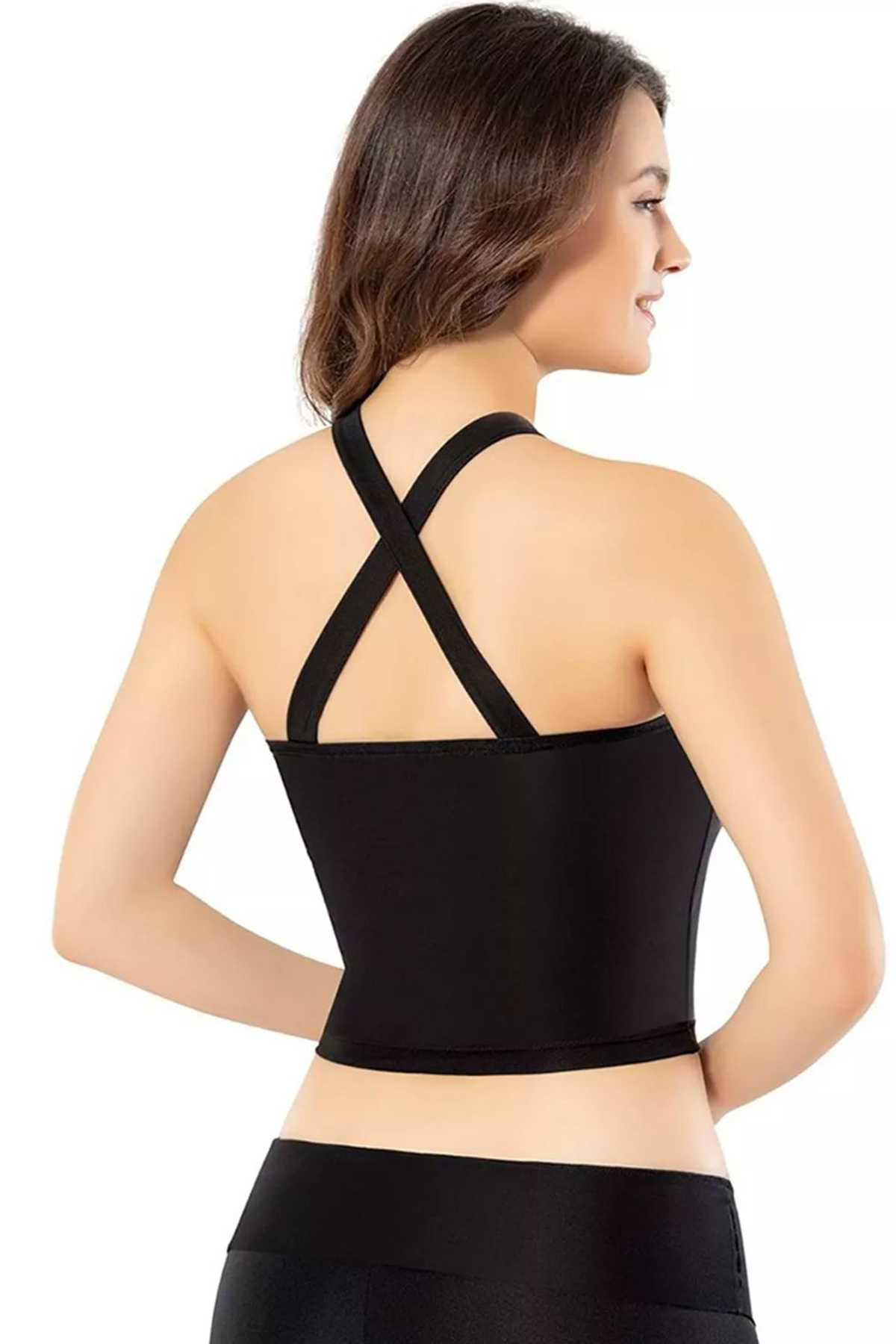 Just Cheap Store Pedli Dalgiç Modelli Krop Kadin Büstiyer Siyah