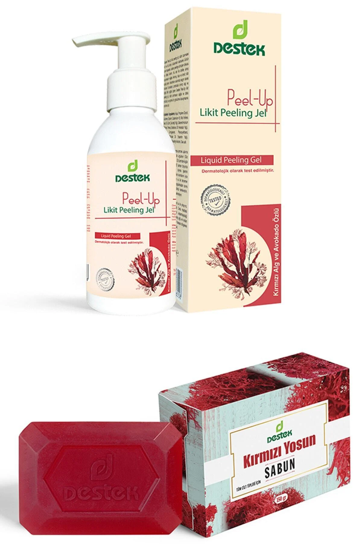 Peel-up Likit Peeling Jel 150ml Ve Kırmızı Yosun Sabunu 150gr (2'li Set)