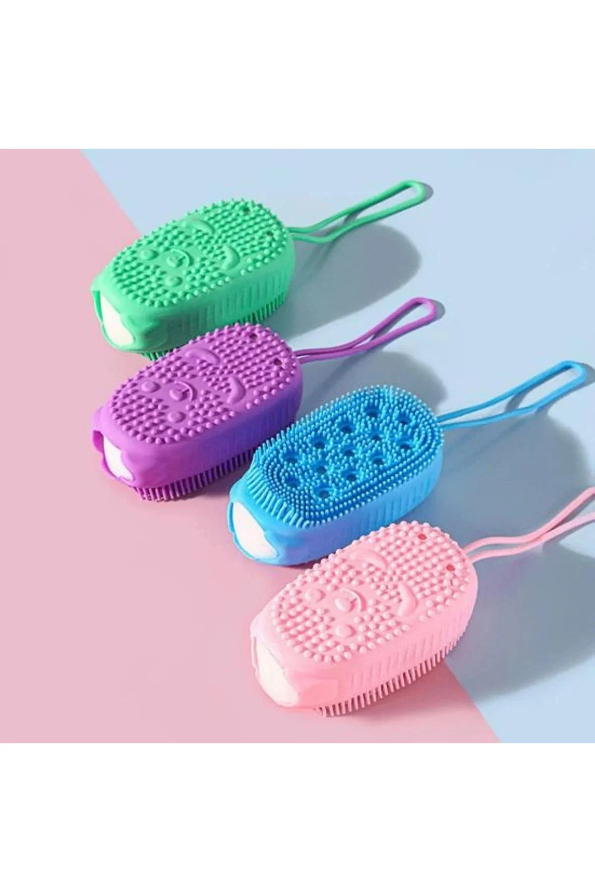 Peeling Etkili Süngerli Silikon Banyo Lifi – Asma Kancalı Duş Kesesi