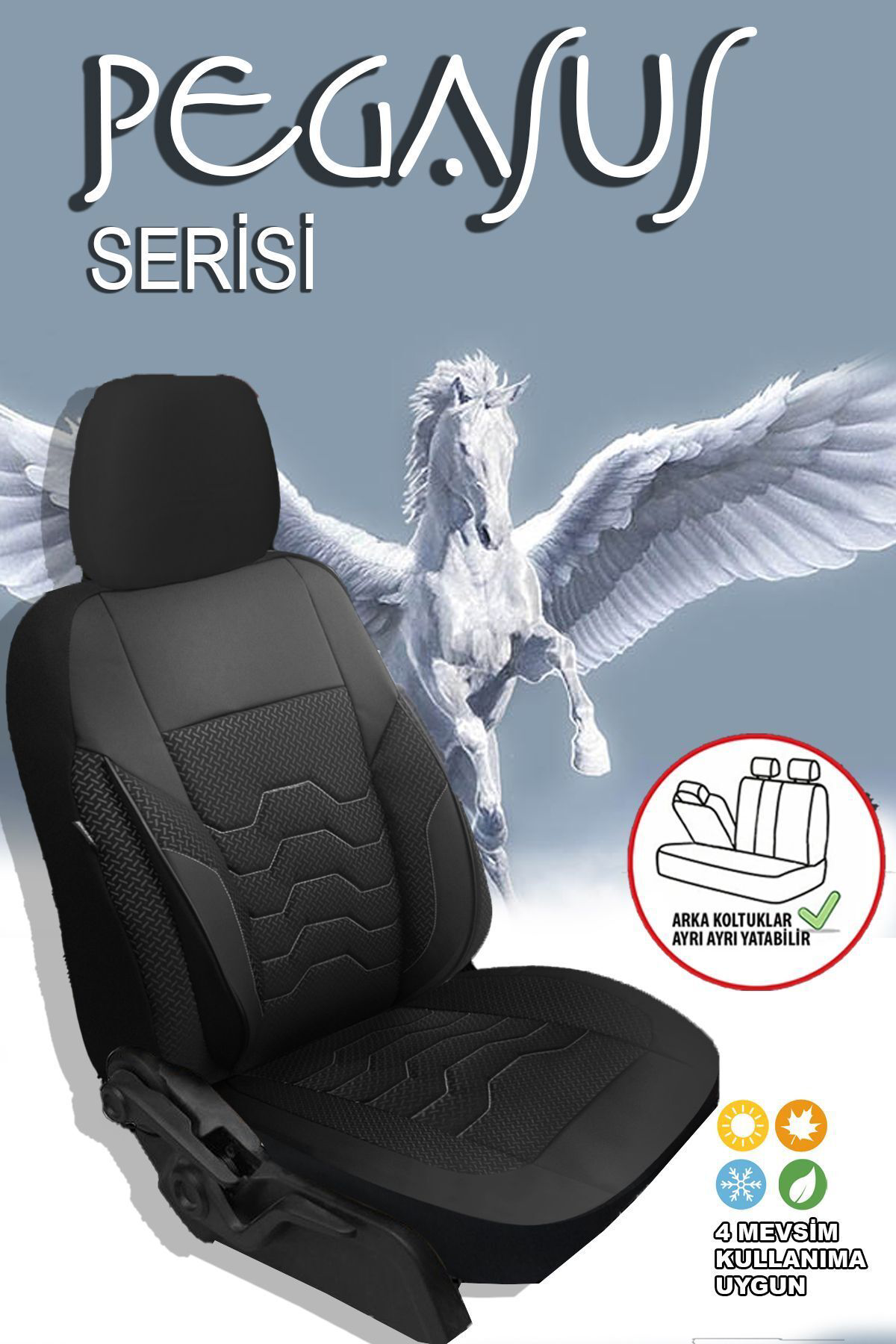 Pegasus Serisi Oto Koltuk Kılıfı Jakar Kumaş Ön Arka Tam Set