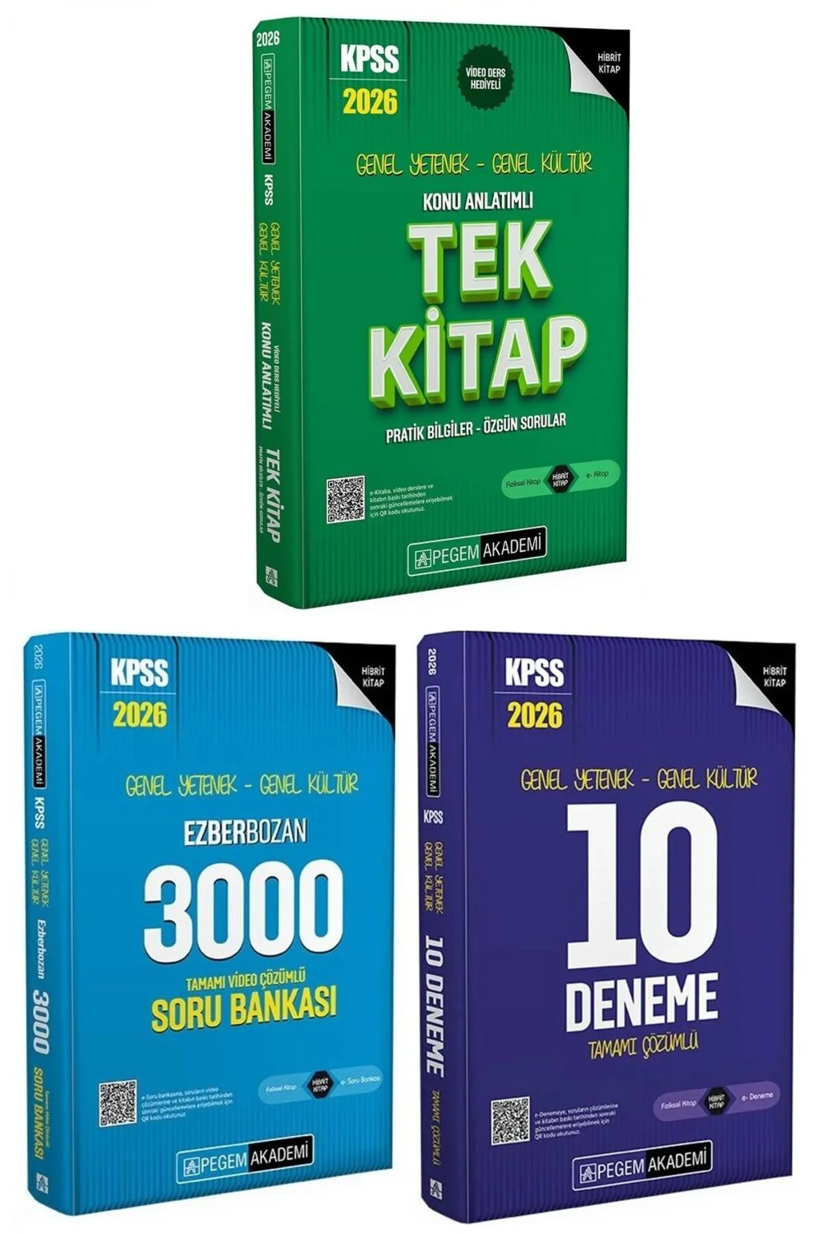 Pegem 2026 Baskı KPSS GY GK Konu + Soru Bankası + 10 Deneme 3 lü 