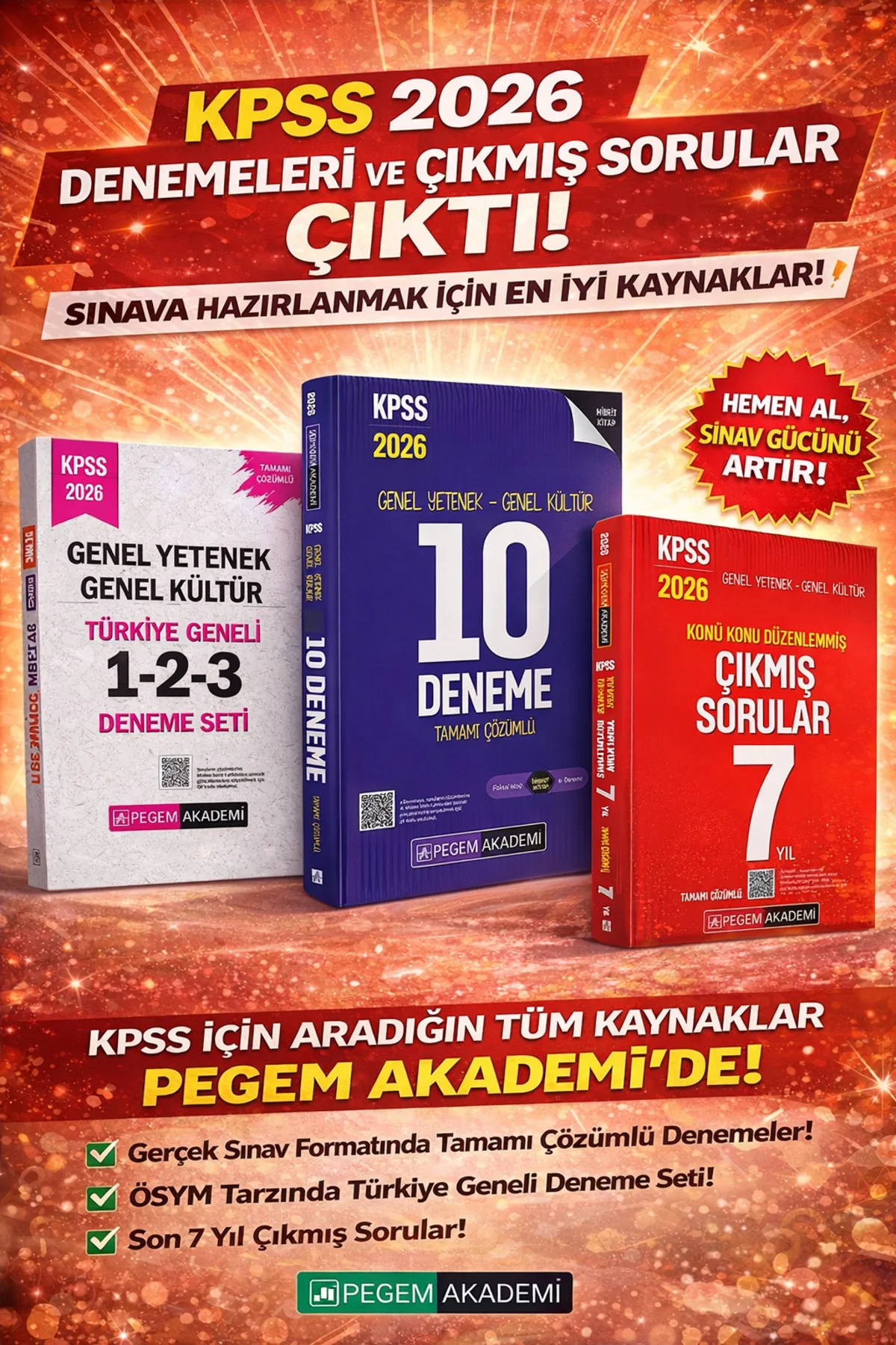 Pegem 2026 KPSS GKGY Türkiye Geneli 1-2-3 (3'lü Deneme Seti) & KP