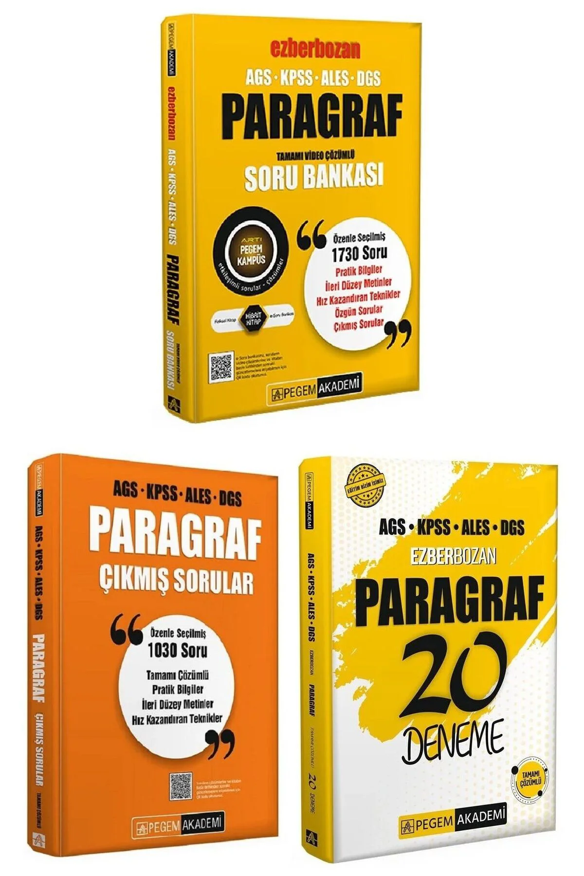 Pegem 2026 KPSS MEB-AGS ALES DGS Paragraf Ezberbozan Soru Bankası + Çıkmış Sorular + 20 Deneme 3 lü