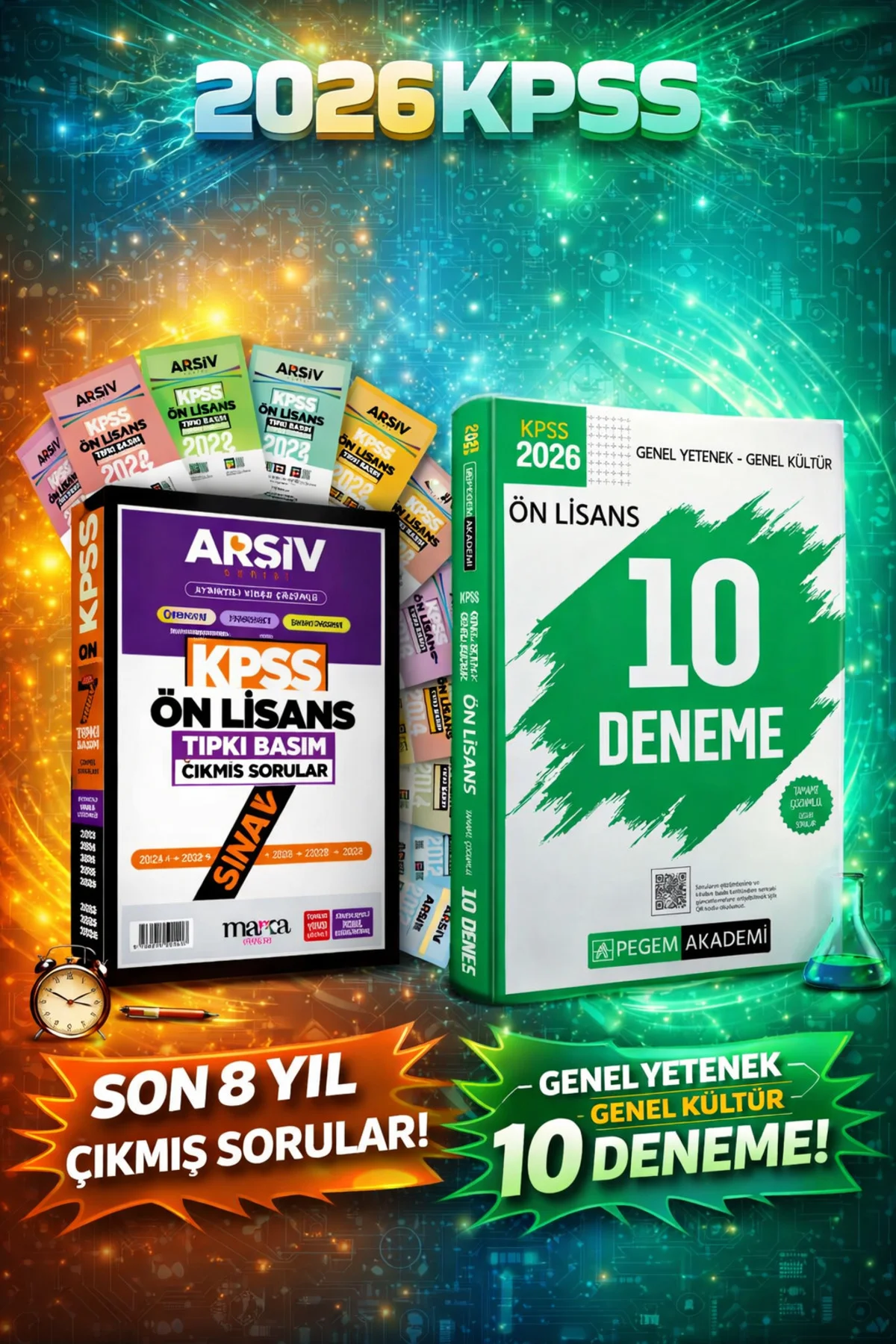 Pegem 2026 KPSS Ön Lisans 10 Deneme & KPSS Ön Lisans Son 7 Yıl Tıpkı Basım Fasikül Çıkmış Sorular Ma