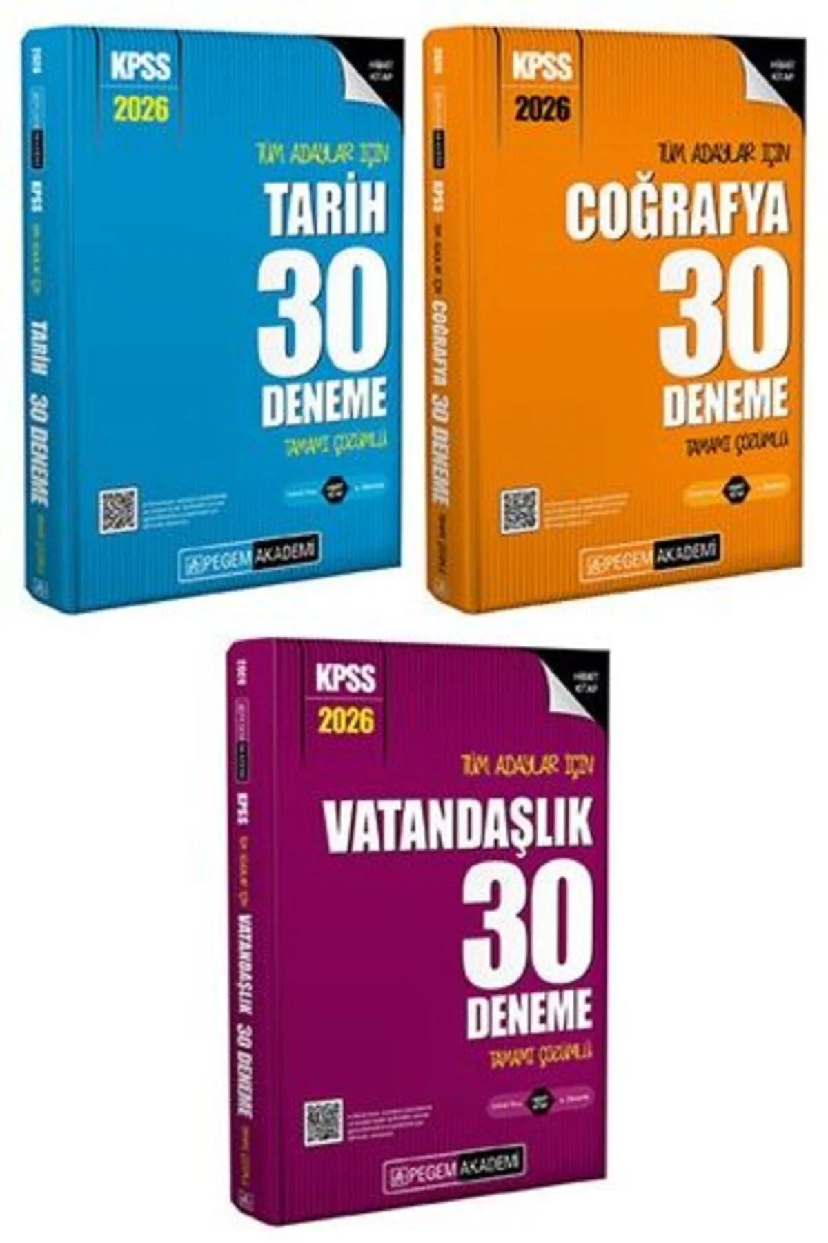 Pegem 2026 KPSS Tarih+Coğrafya+Vatandaşlık 90 Deneme 3 lü Set Peg