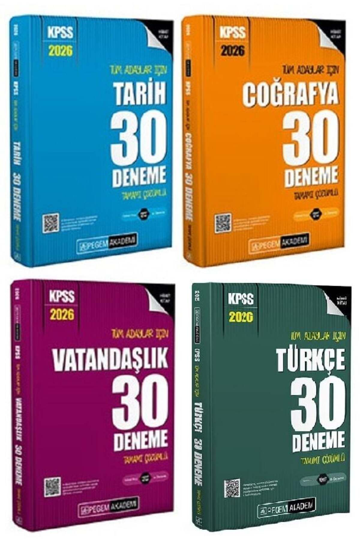 Pegem Akademi Yayıncılık Pegem 2026 Kpss Türkçe+Tarih+Coğrafya+Vatandaşlık 120 Deneme 4 Lü