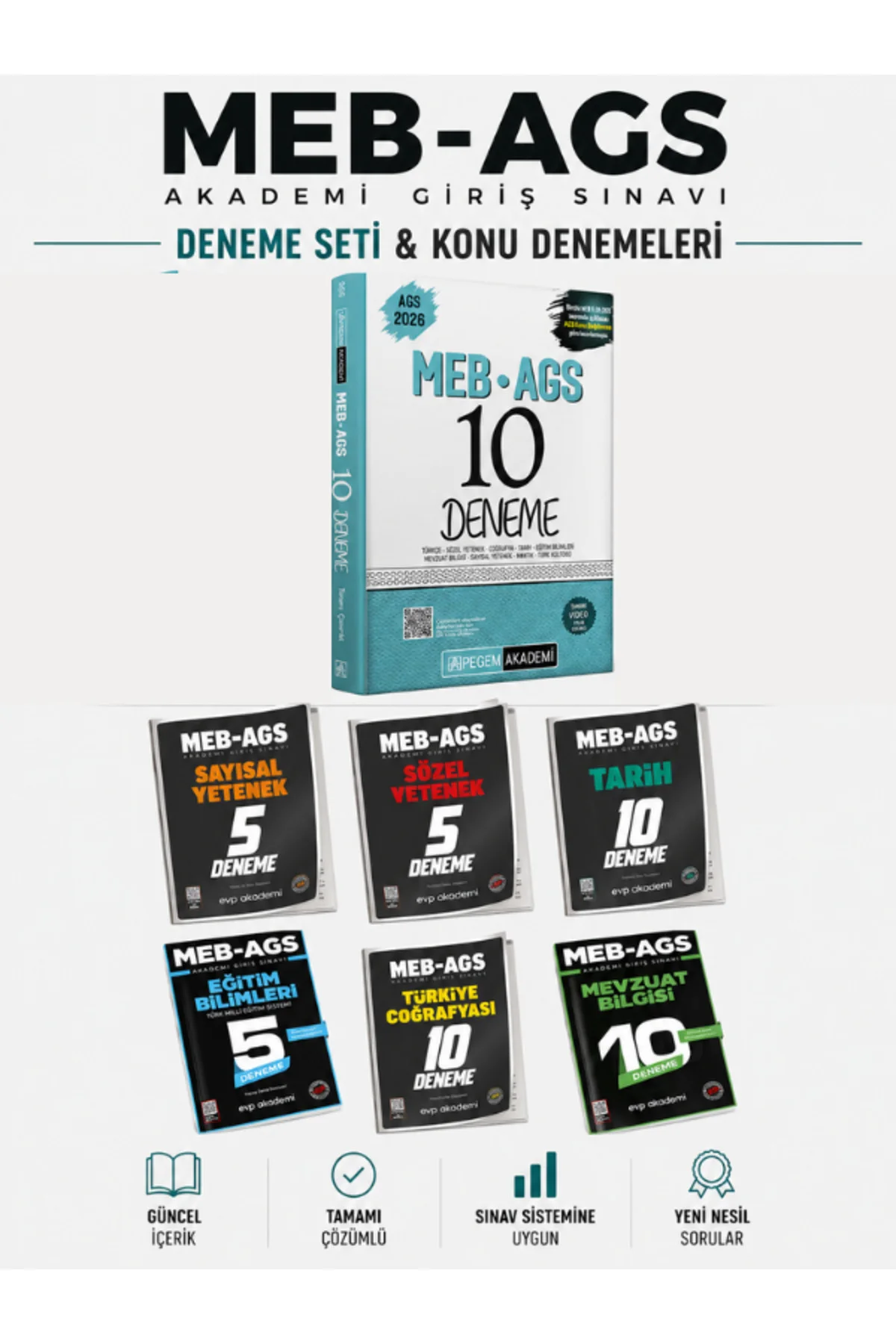 Pegem 2026 MEB AGS 10 Deneme & EVP Akademi MEB AGS 45 Deneme Yazılı Çözümlü Seti