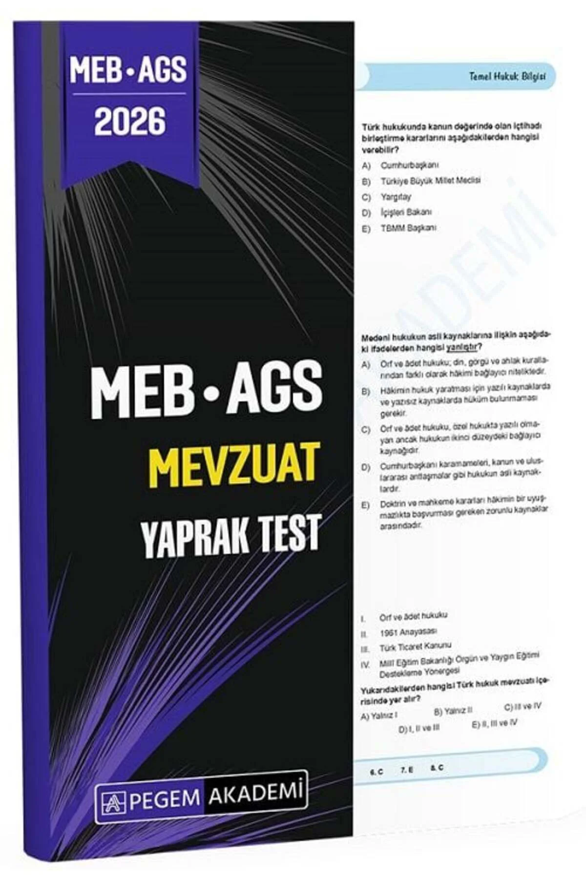 Pegem 2026 MEB-AGS Mevzuat Yaprak Test Pegem Akademi Yayınları