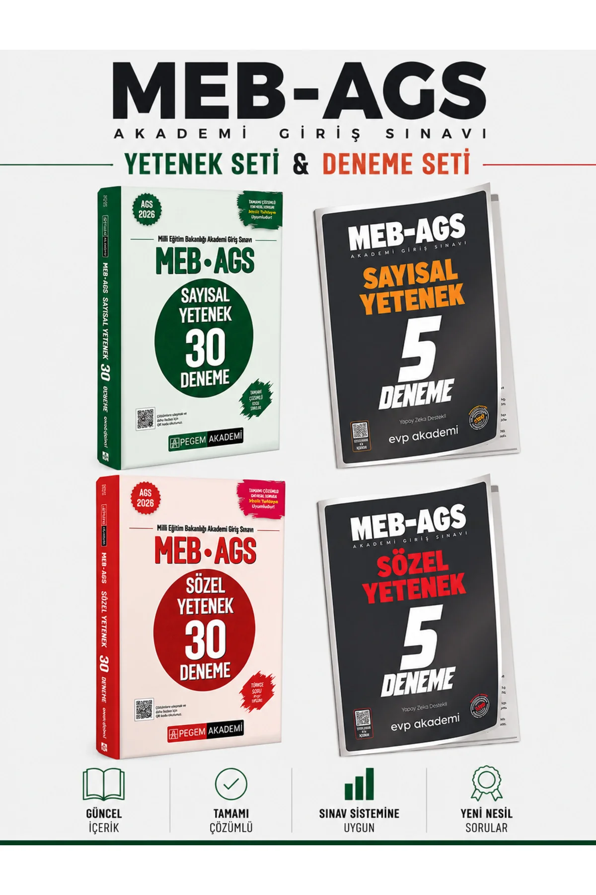 Pegem 2026 MEB AGS Sözel Mantık Sayısal Mantık Deneme & EVP Akademi Deneme Seti