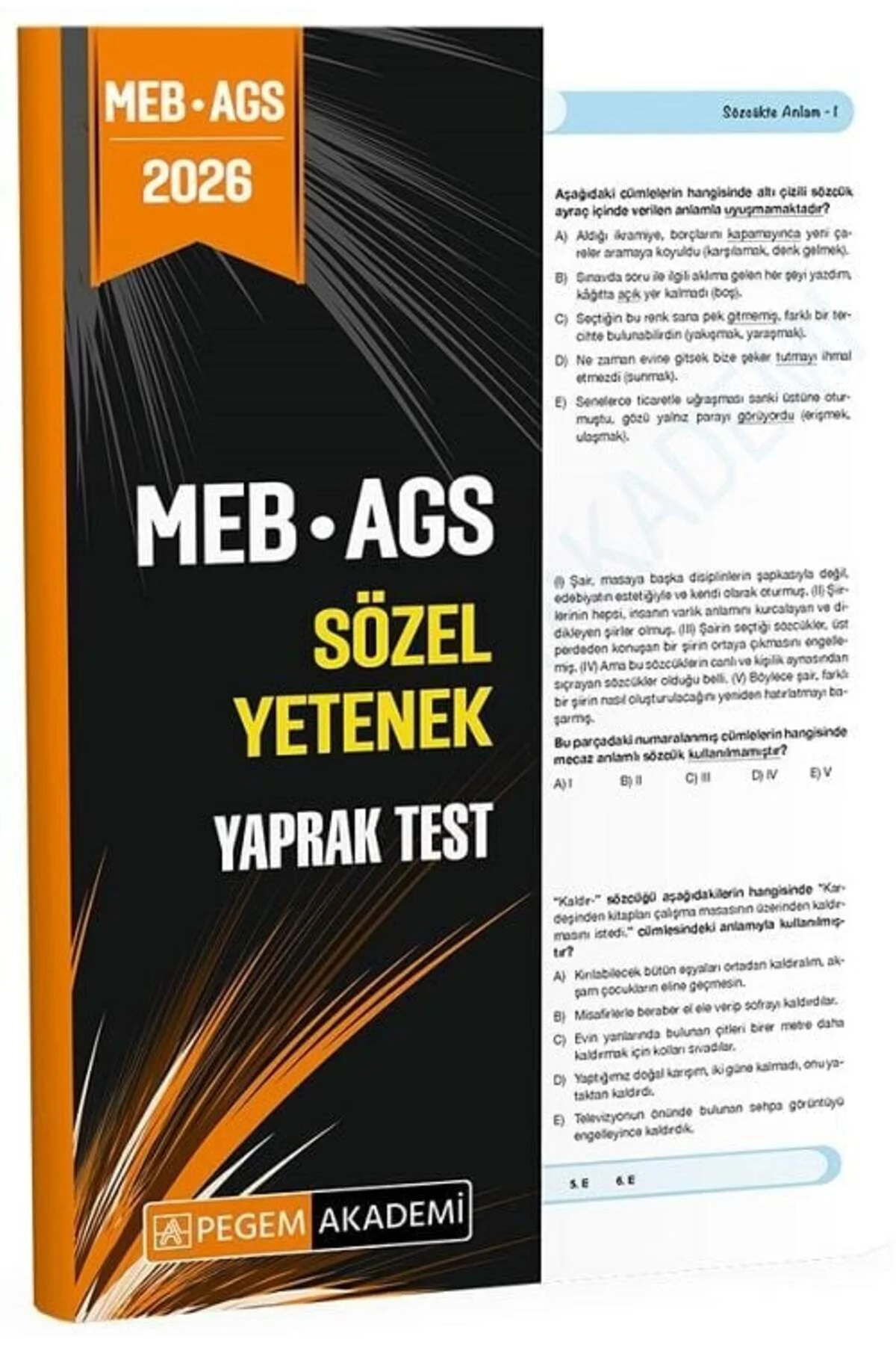 Pegem 2026 MEB-AGS Sözel Yetenek Yaprak Test Pegem Akademi Yayınl