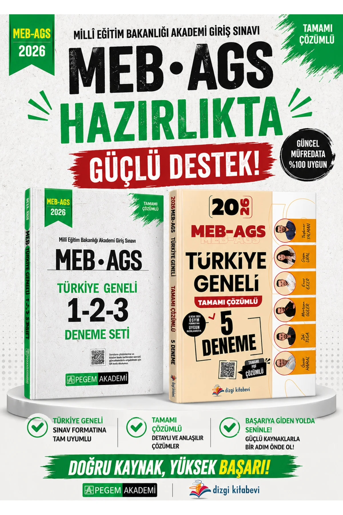 Pegem 2026 MEB AGS Türkiye Geneli 1-2-3 (3'lü Deneme Seti) & Dizgi Kitap MEB AGS Türkiye Geneli 5 De