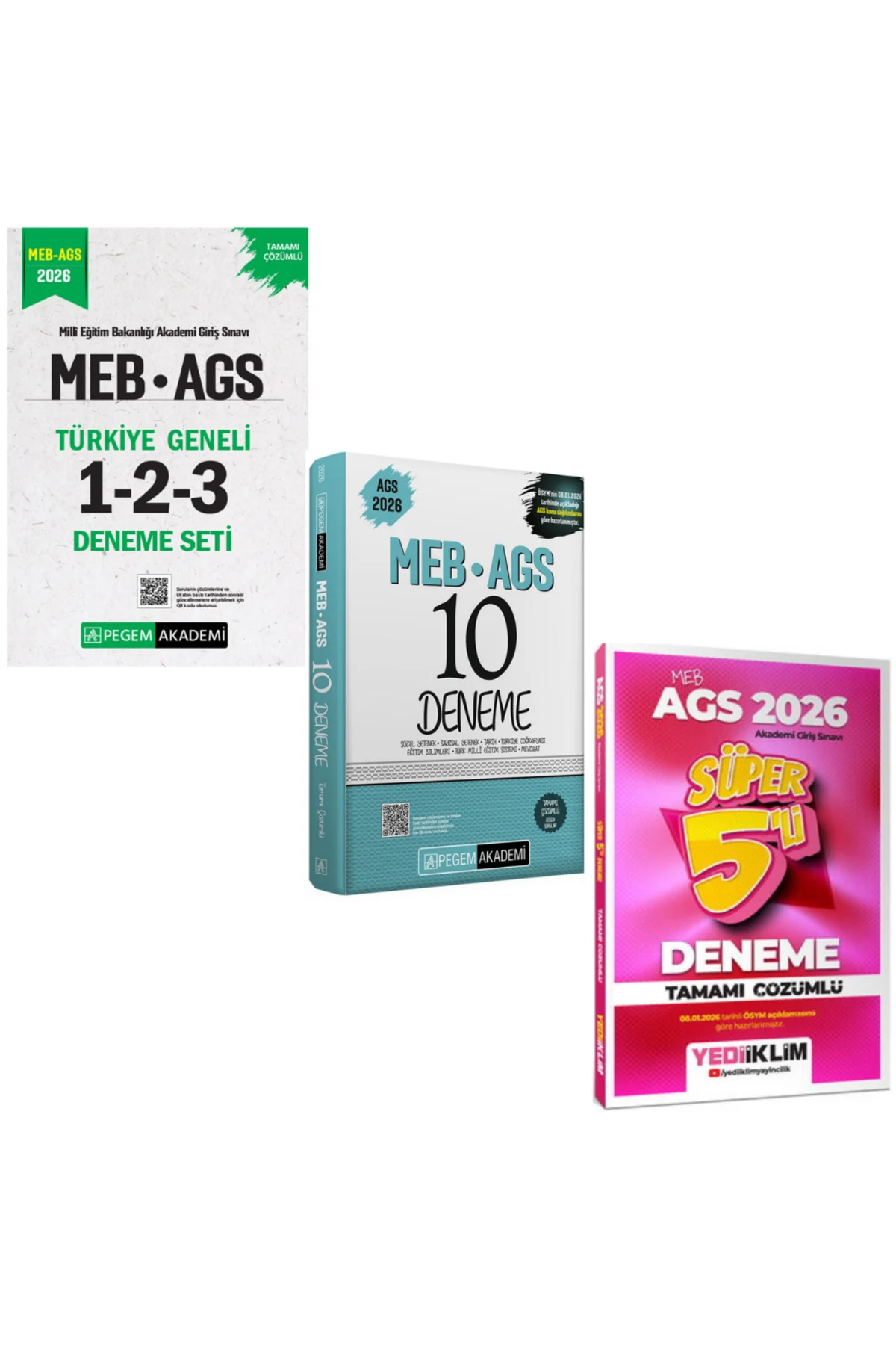 Pegem 2026 MEB AGS Türkiye Geneli 1-2-3 (3'lü Deneme Seti) & MEB AGS Deneme Süper 3'lü Set
