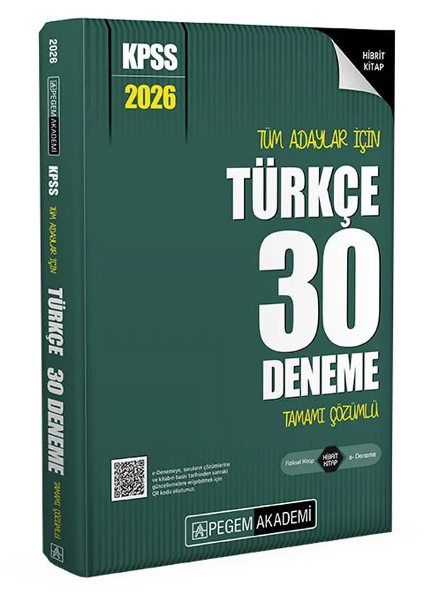 Pegem 2026 Türkçe 30 Deneme Tamamı Çözümlü Pegem 2026 Türkçe 30 Deneme Tamamı Çözümlü Fiyatı, Yorumları ve Özellikleri