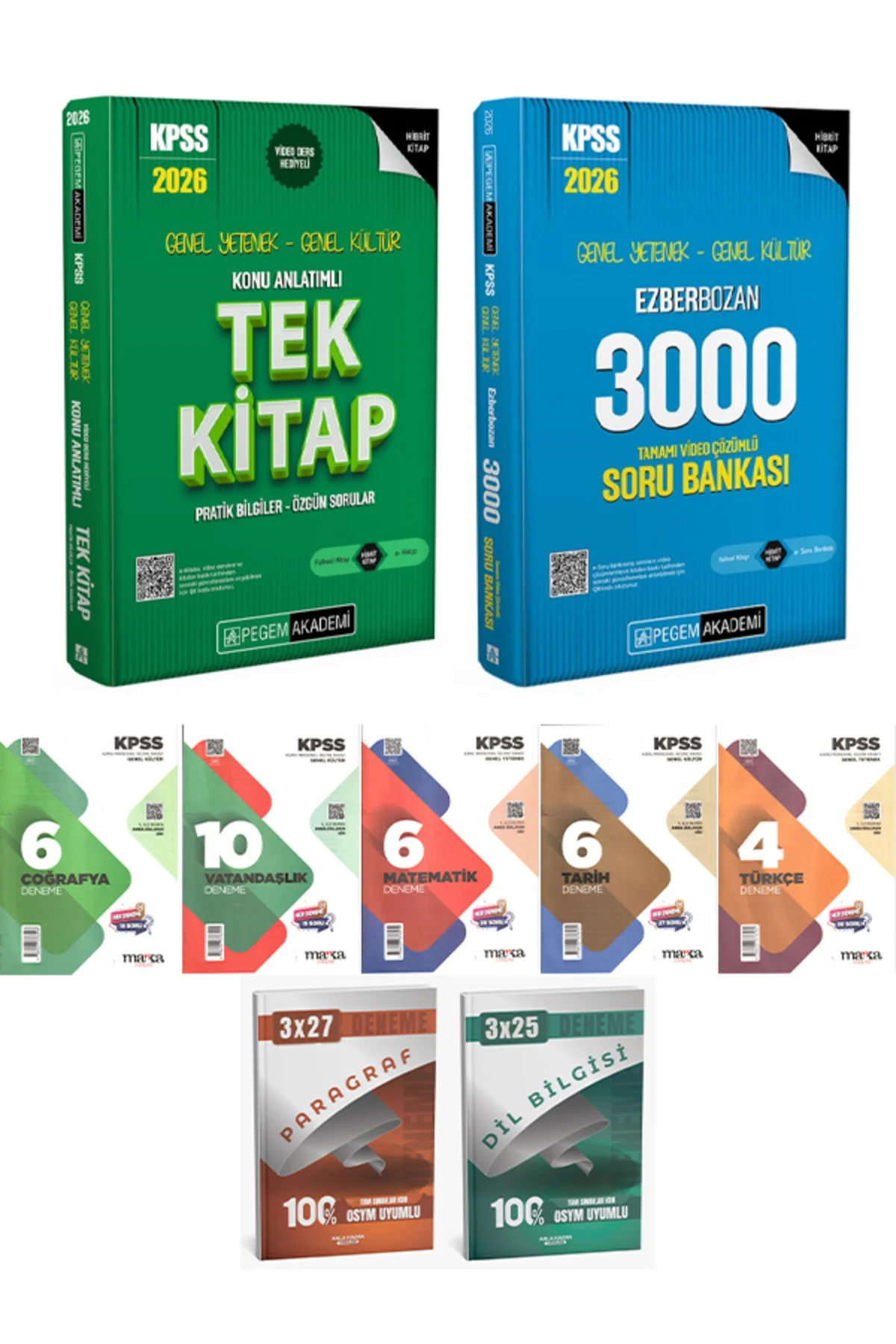 Pegem + Anla Kazan 2026 KPSS GYGK Tek Kitap Konu 3000 Soru Marka 