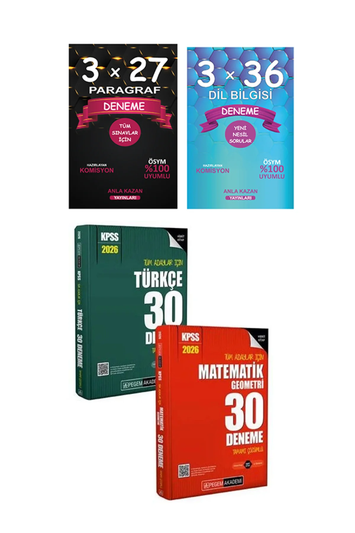 Pegem + Anla Kazan 2026 KPSS Türkçe+Matematik+Paragraf+Dil Bilgis