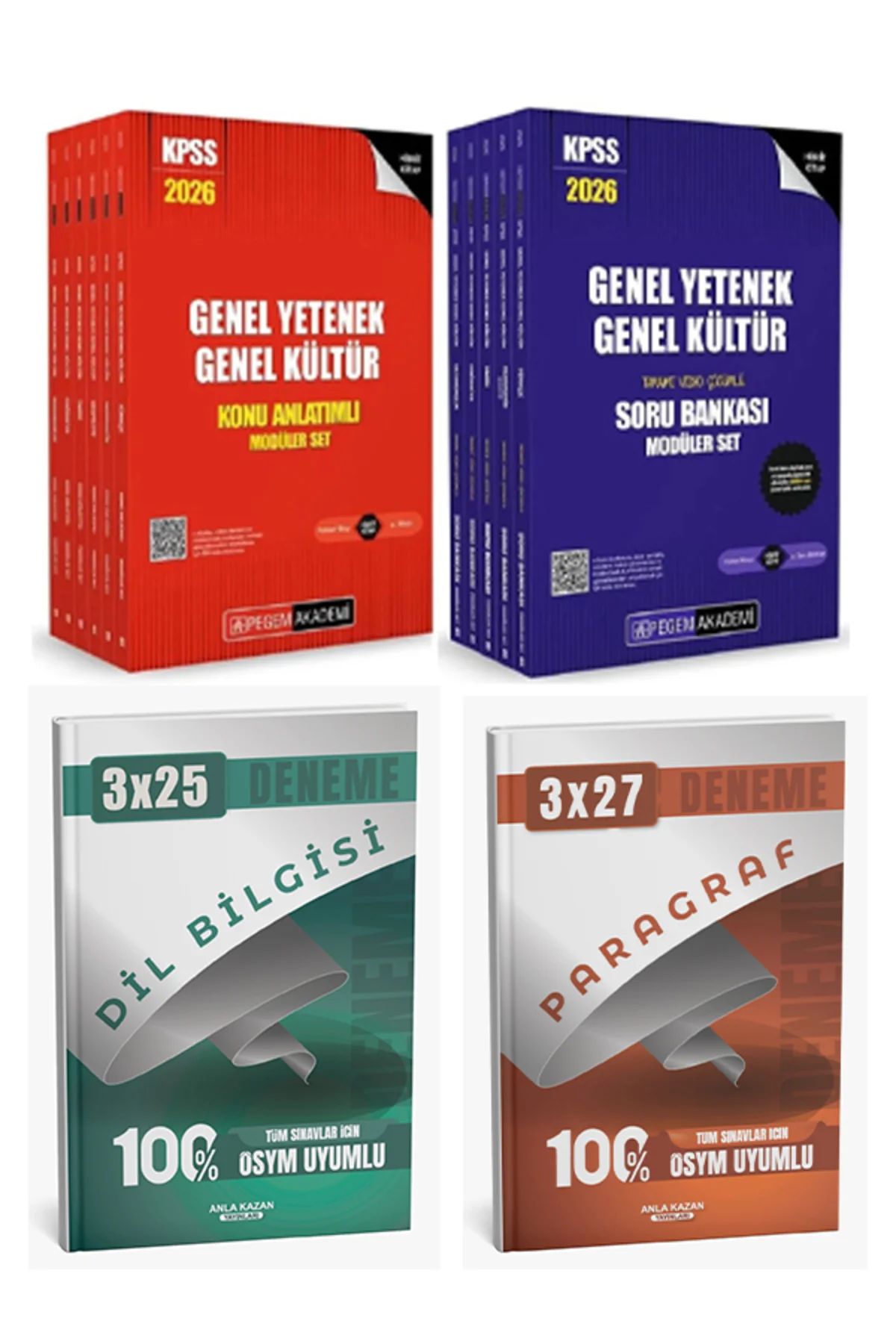 Pegem + Anla Kazan 2026 KPSS GYGK Konu + Soru Bankası + Anla Kazan Deneme Modüler 4 lü Set