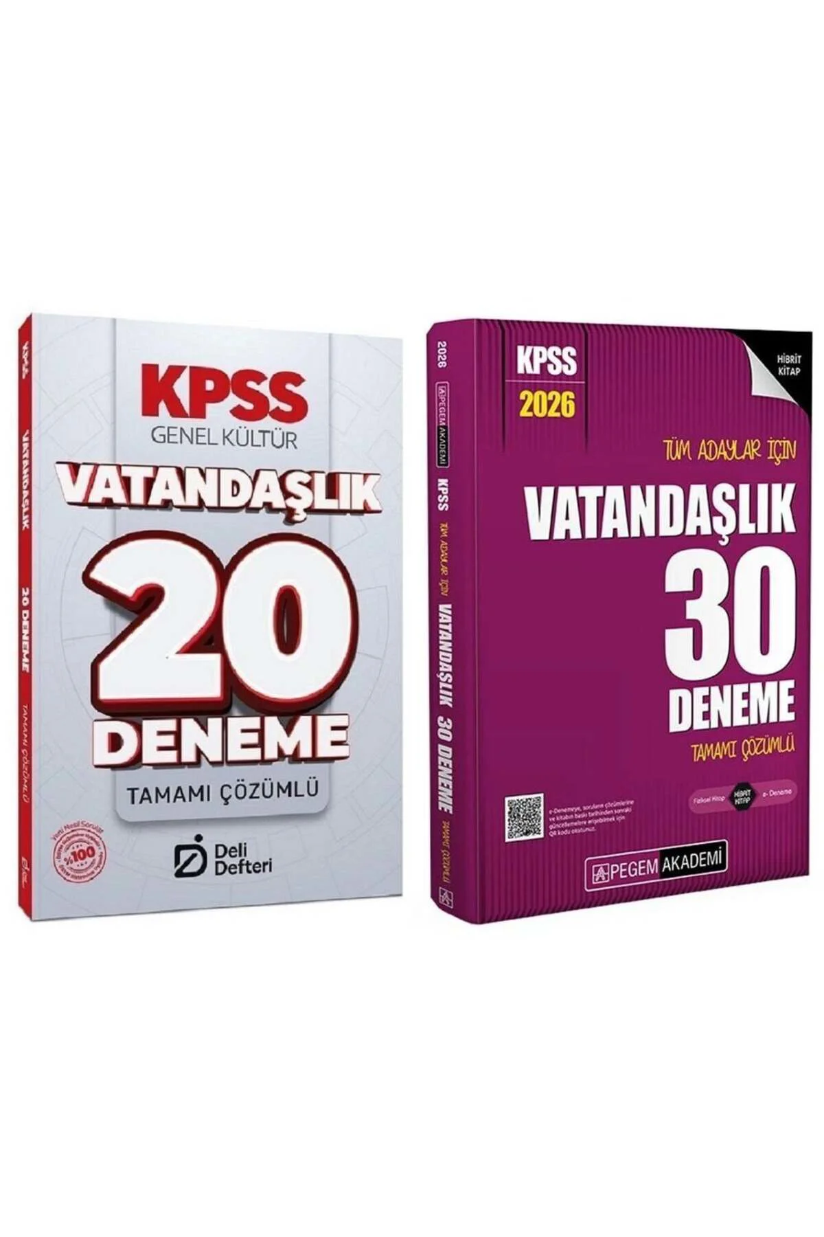 Pegem + Deli Defteri 2026 KPSS Vatandaşlık 30+20 Deneme 2 li Set Pegem Akademi + Deli Defteri Yayınl