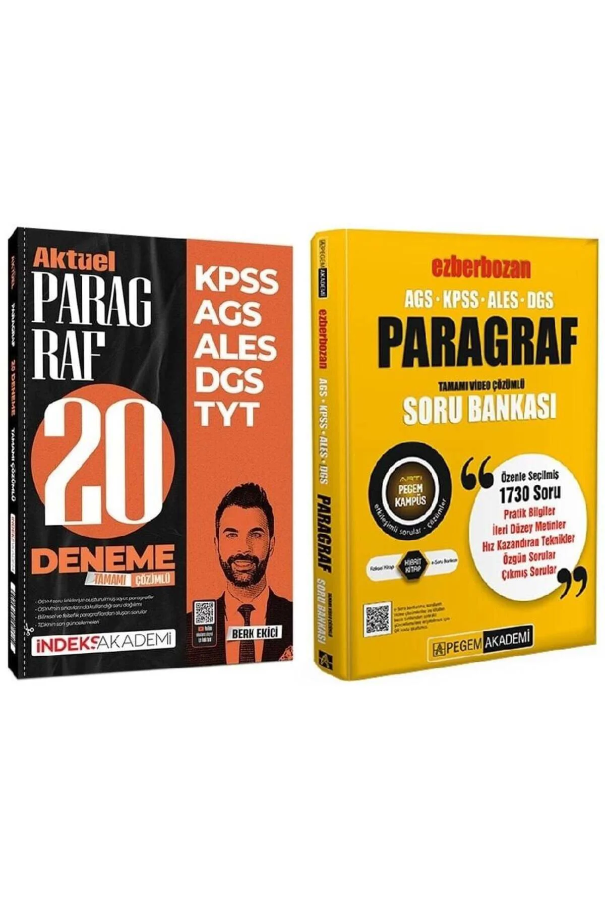 Pegem + İndeks 2026 KPSS MEB-AGS ALES DGS Paragraf Ezberbozan Soru Bankası + 20 Deneme 2 li Set - Be